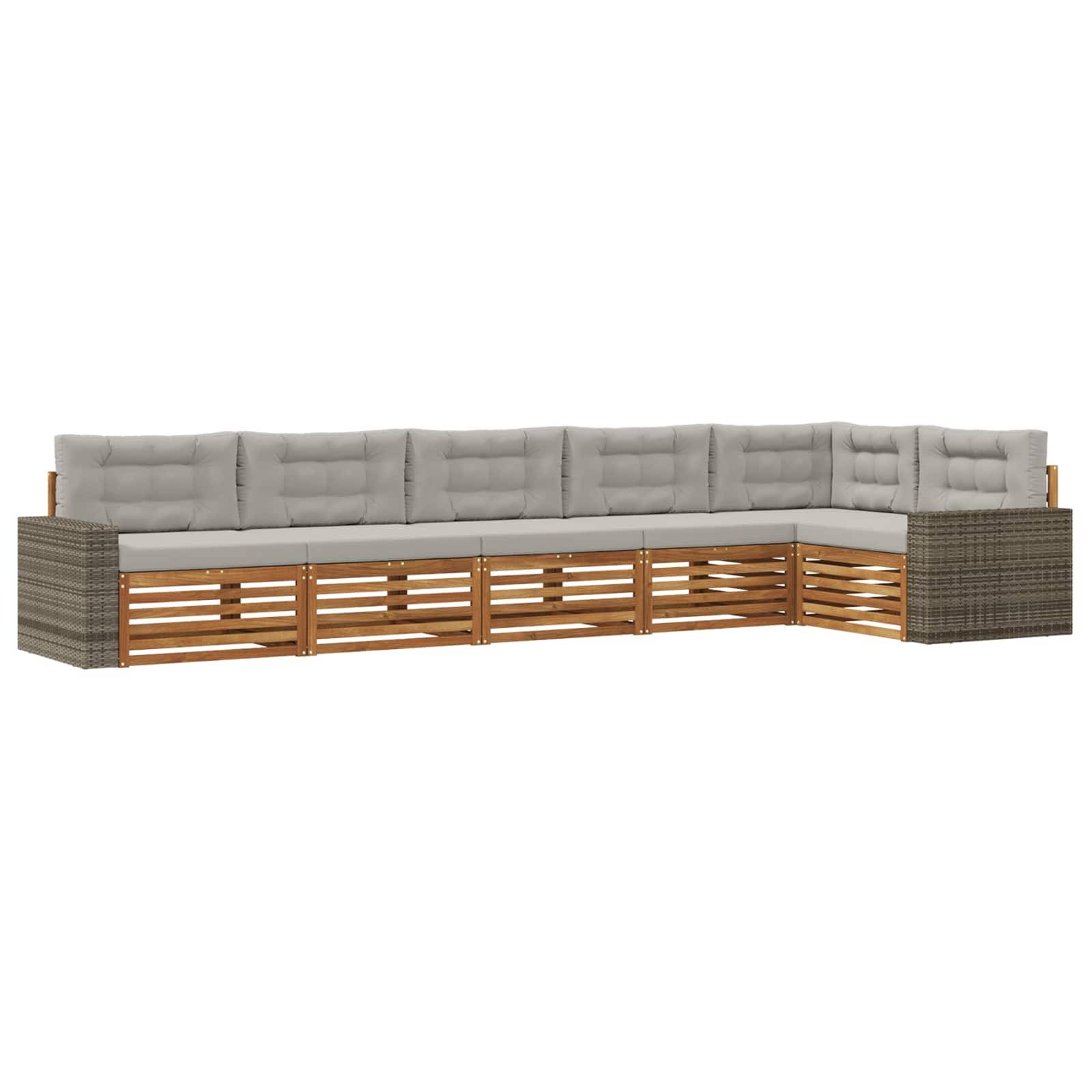 vidaXL Outdoor-Sofagarnitur 6 pcs Natürlich und Hellgrau