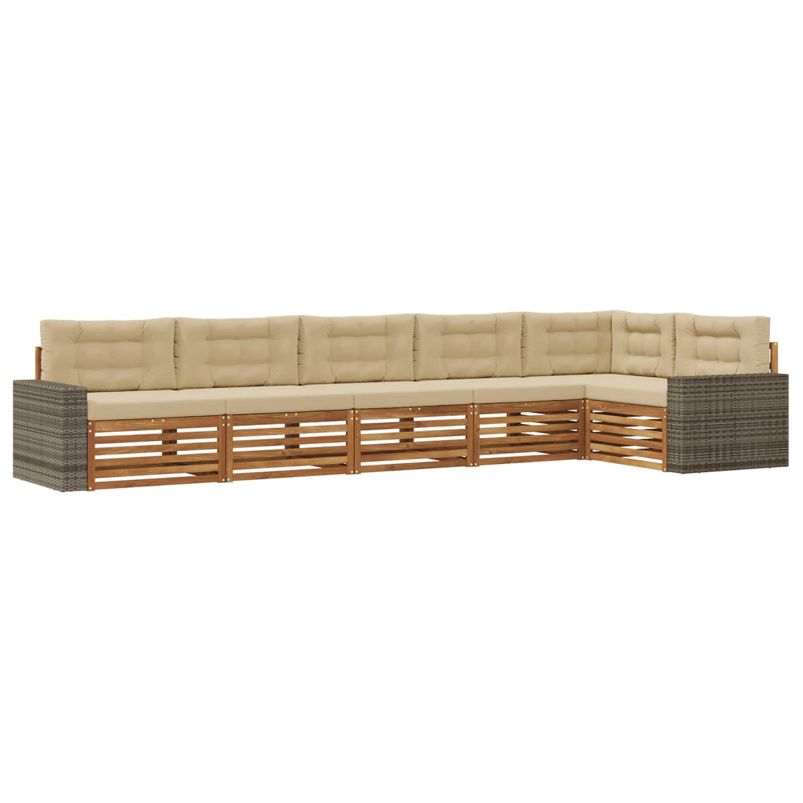 vidaXL Outdoor-Sofagarnitur 6 pcs Natur und Beige 402 x 172,5 x 73 cm