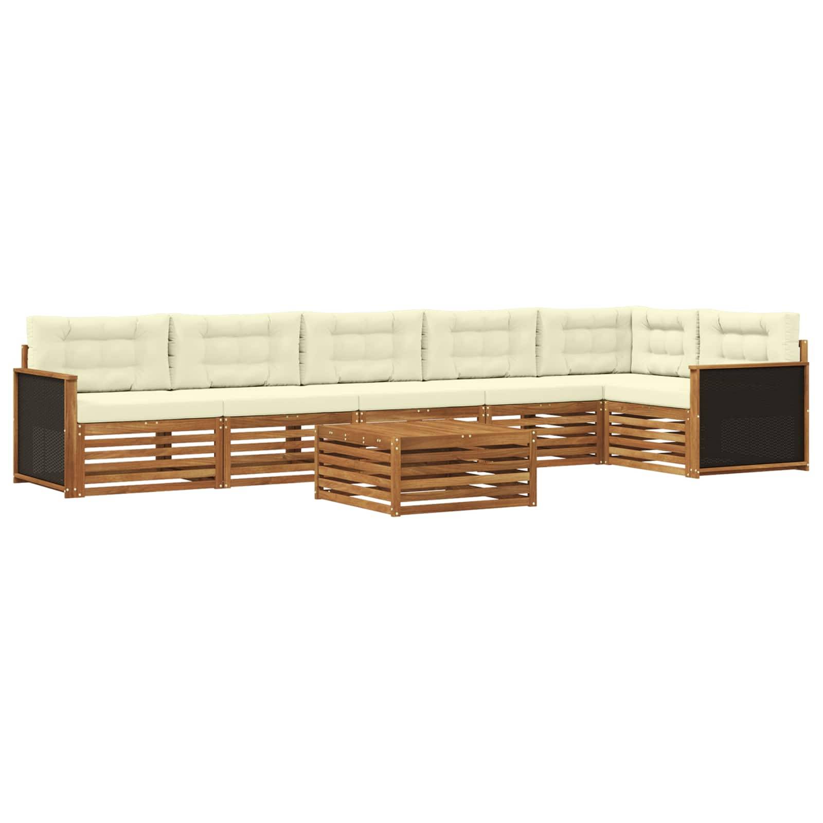 vidaXL Outdoor-Sofagarnitur 7 pcs Natur und Creme 79 x 79 x 37 cm