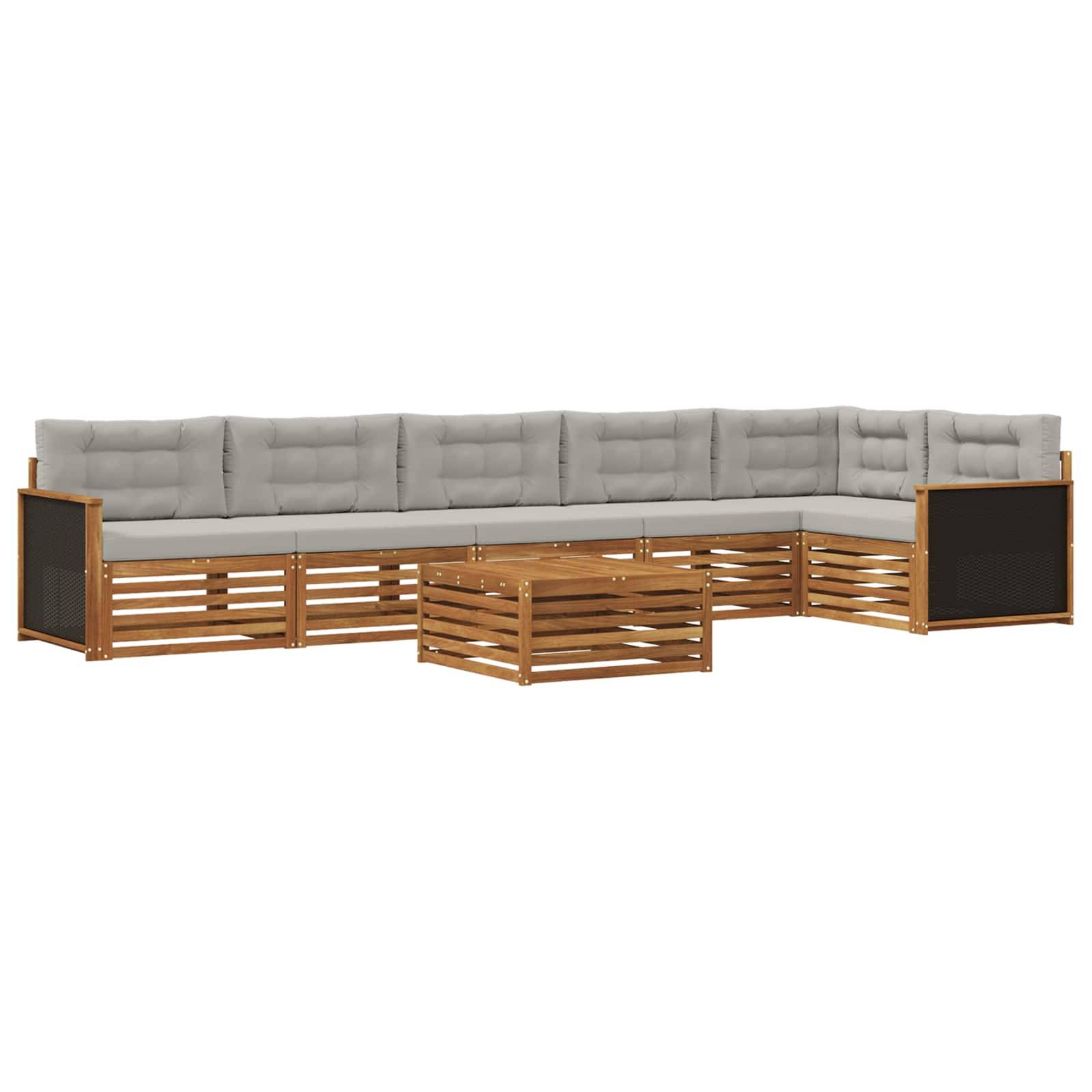 vidaXL Outdoor-Sofagarnitur 7 pcs Natürlich und Hellgrau