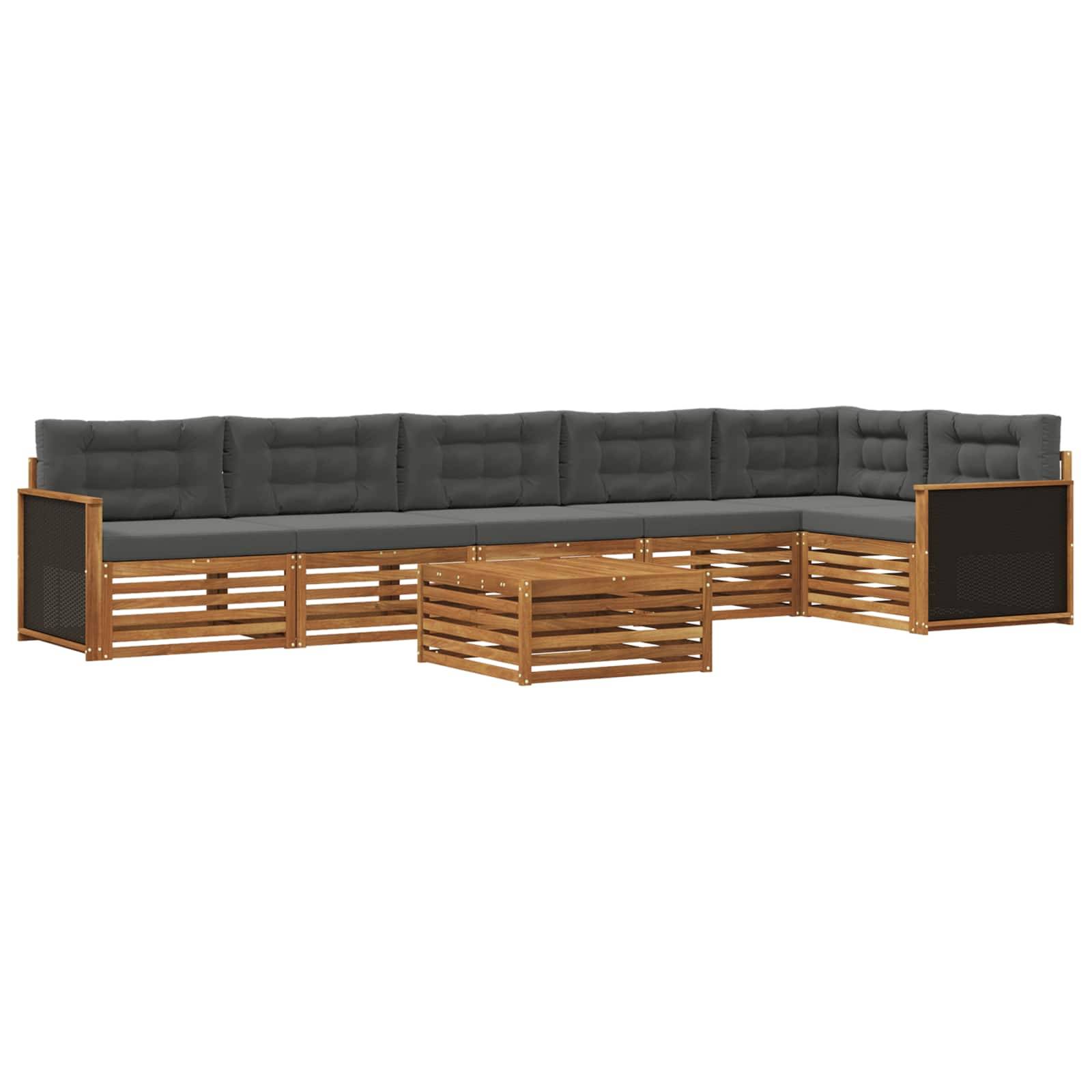 vidaXL Outdoor-Sofagarnitur 7 pcs Natur und Anthrazit 79 x 79 x 37 cm