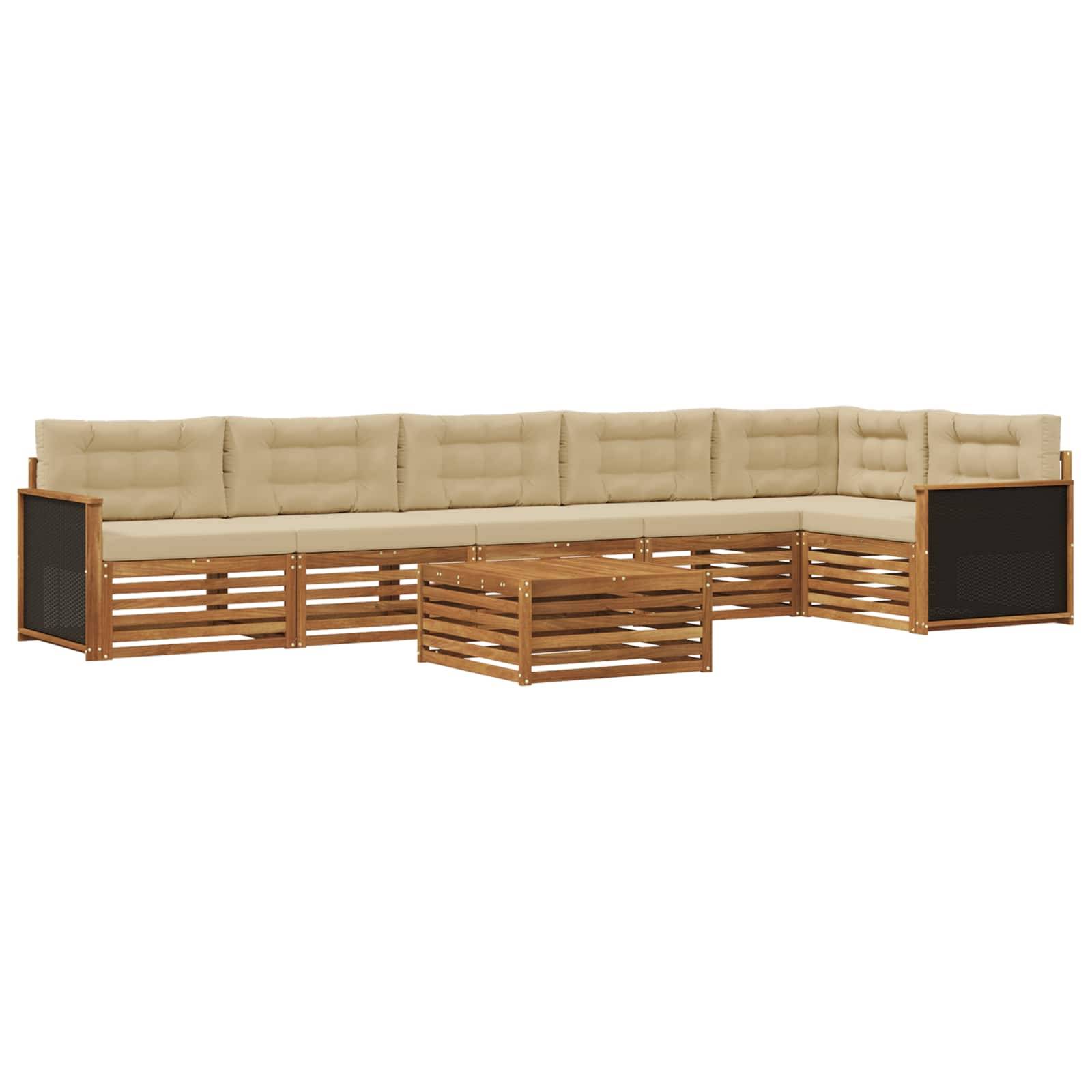 vidaXL Outdoor-Sofagarnitur 7 pcs Natur und Beige 79 x 79 x 37 cm