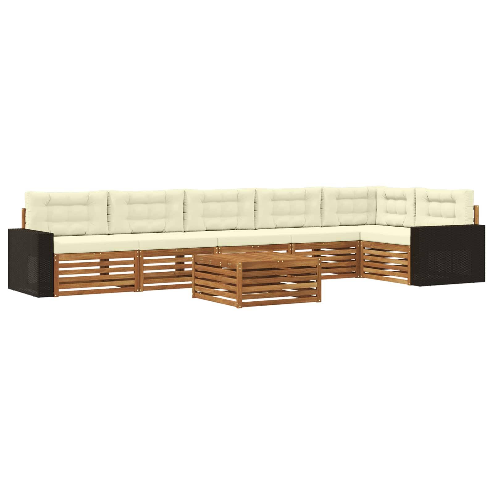 vidaXL Outdoor-Sofagarnitur 7 pcs Natur und Creme 79 x 79 x 37 cm