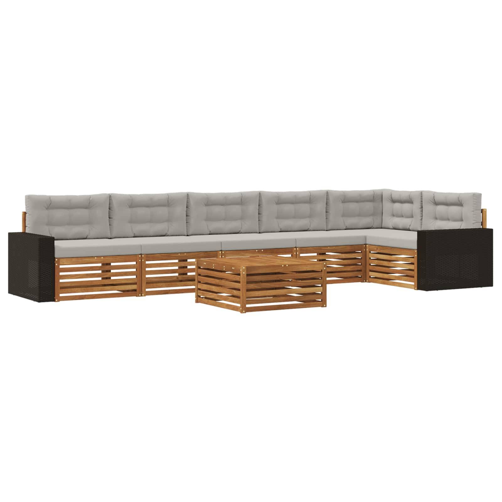 vidaXL Outdoor-Sofagarnitur 7 pcs Natürlich und Hellgrau