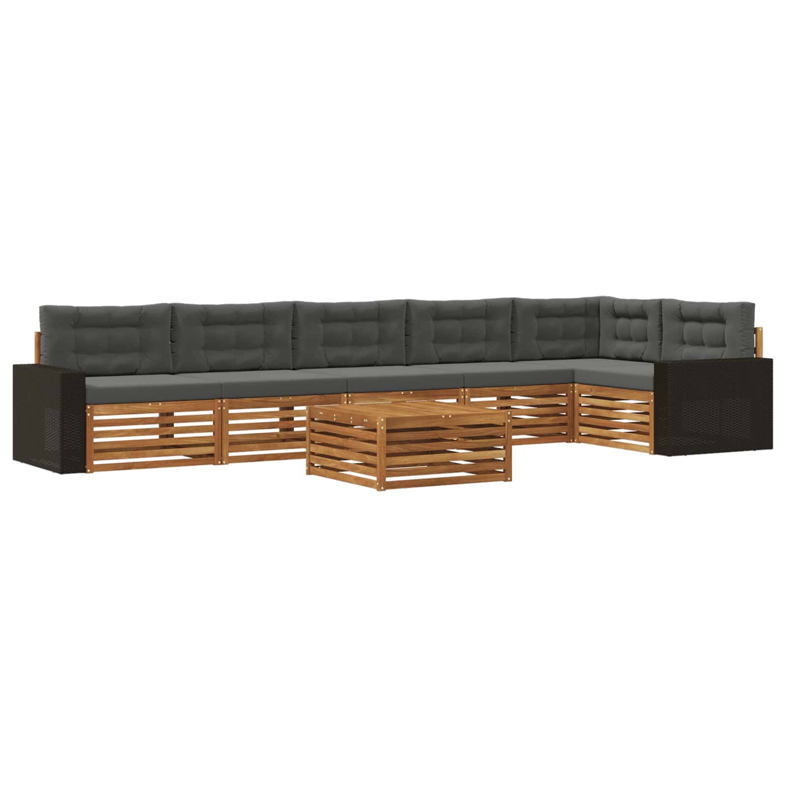 vidaXL Outdoor-Sofagarnitur 7 pcs Natur und Anthrazit 79 x 79 x 37 cm