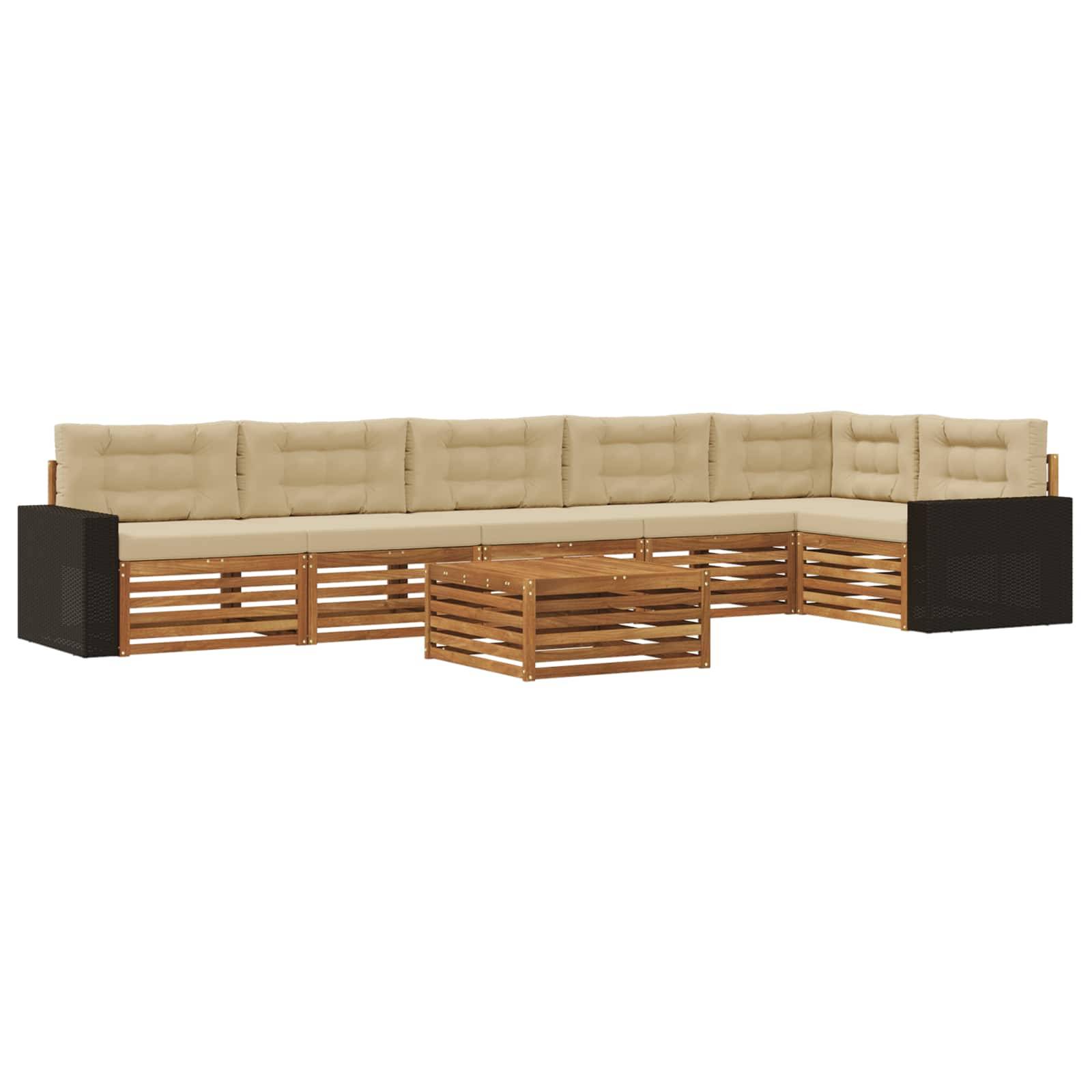 vidaXL Outdoor-Sofagarnitur 7 pcs Natur und Beige 79 x 79 x 37 cm