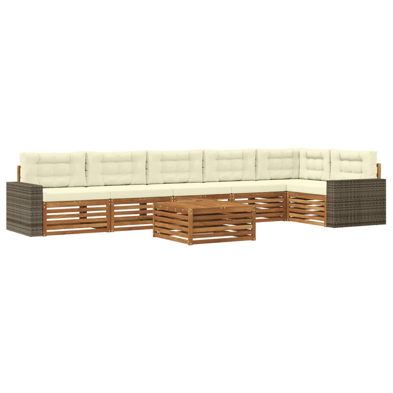 vidaXL Outdoor-Sofagarnitur 7 pcs Natur und Creme 79 x 79 x 37 cm