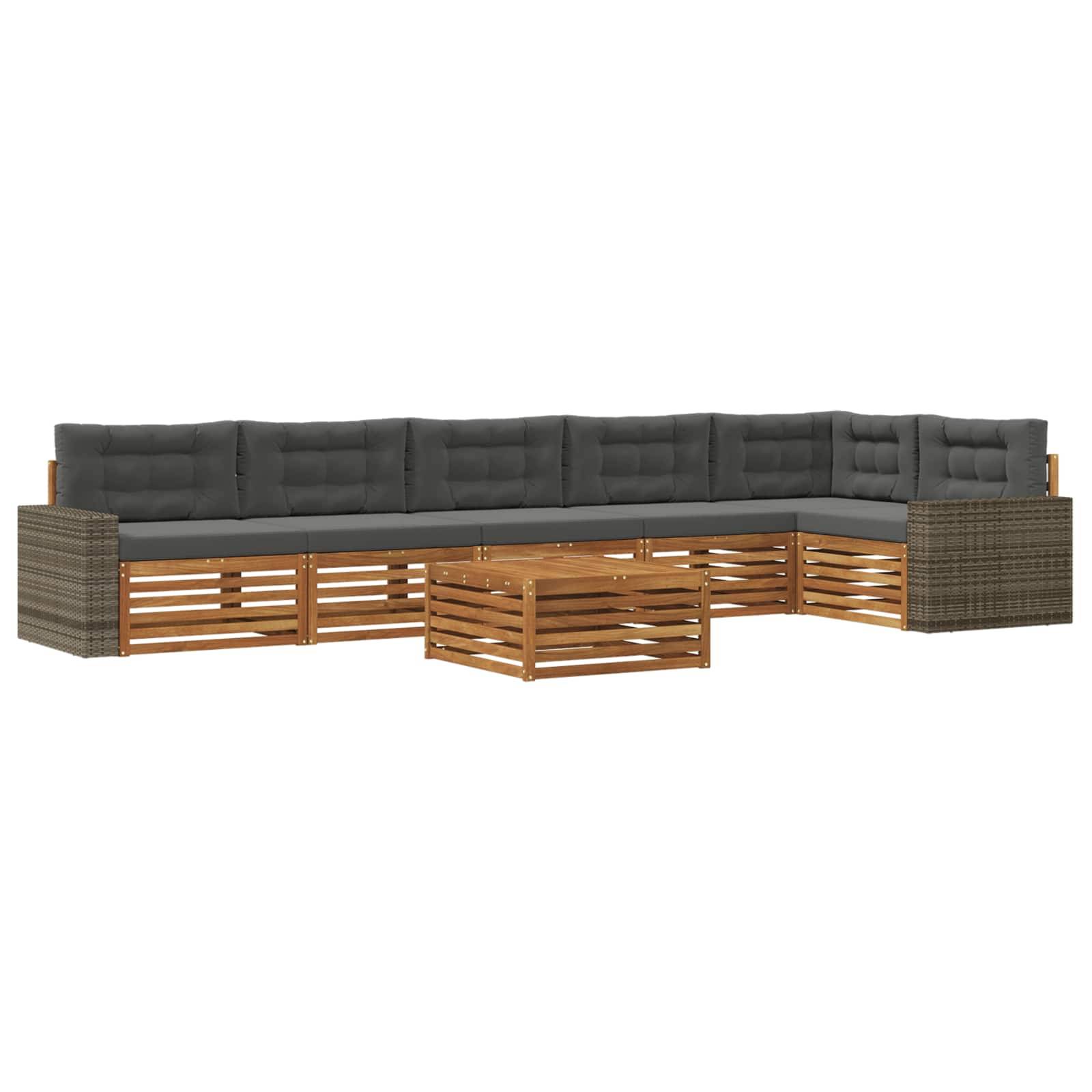 vidaXL Outdoor-Sofagarnitur 7 pcs Natur und Anthrazit 79 x 79 x 37 cm
