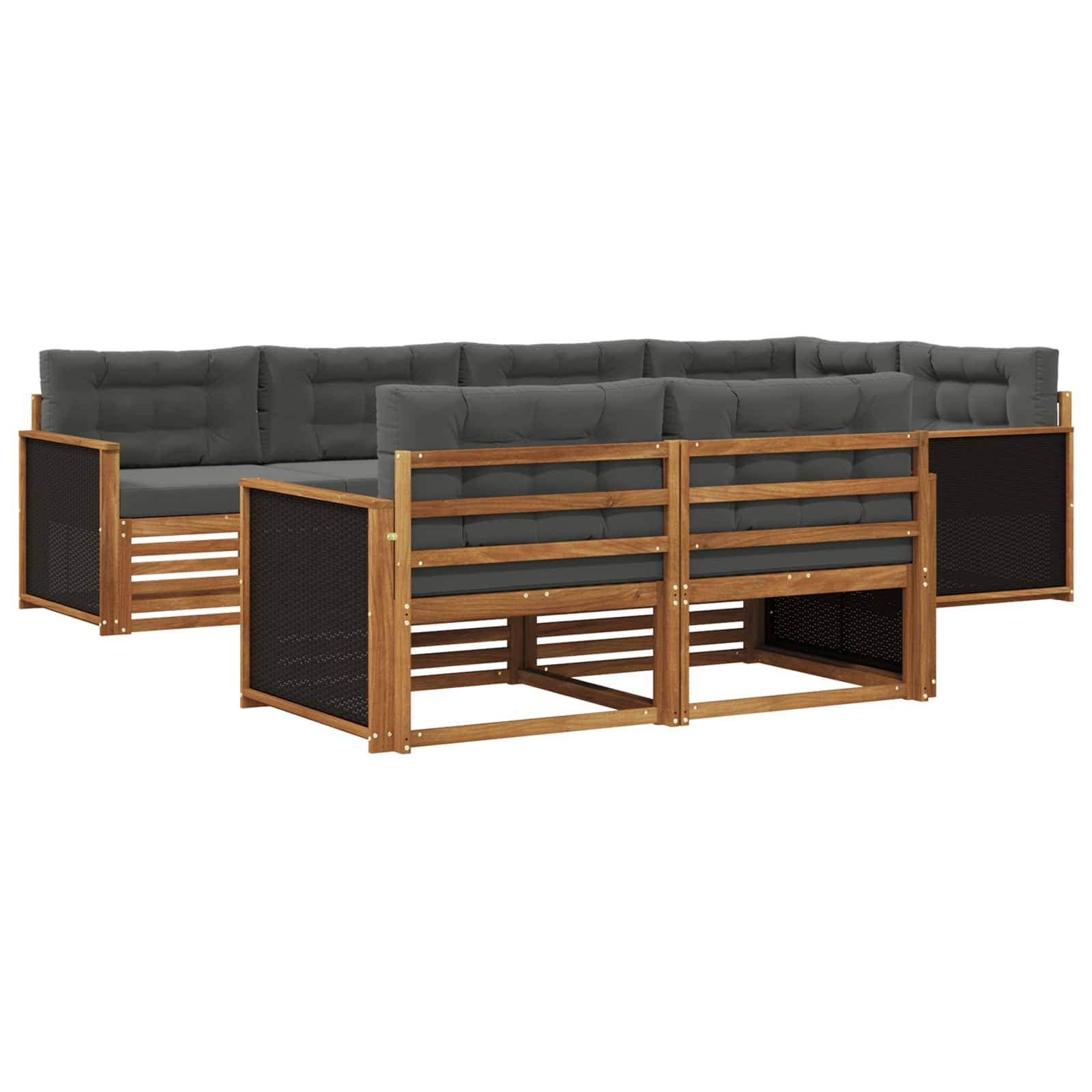 vidaXL Outdoor-Sofagarnitur mit Kissen 7 pcs Natur und Anthrazit