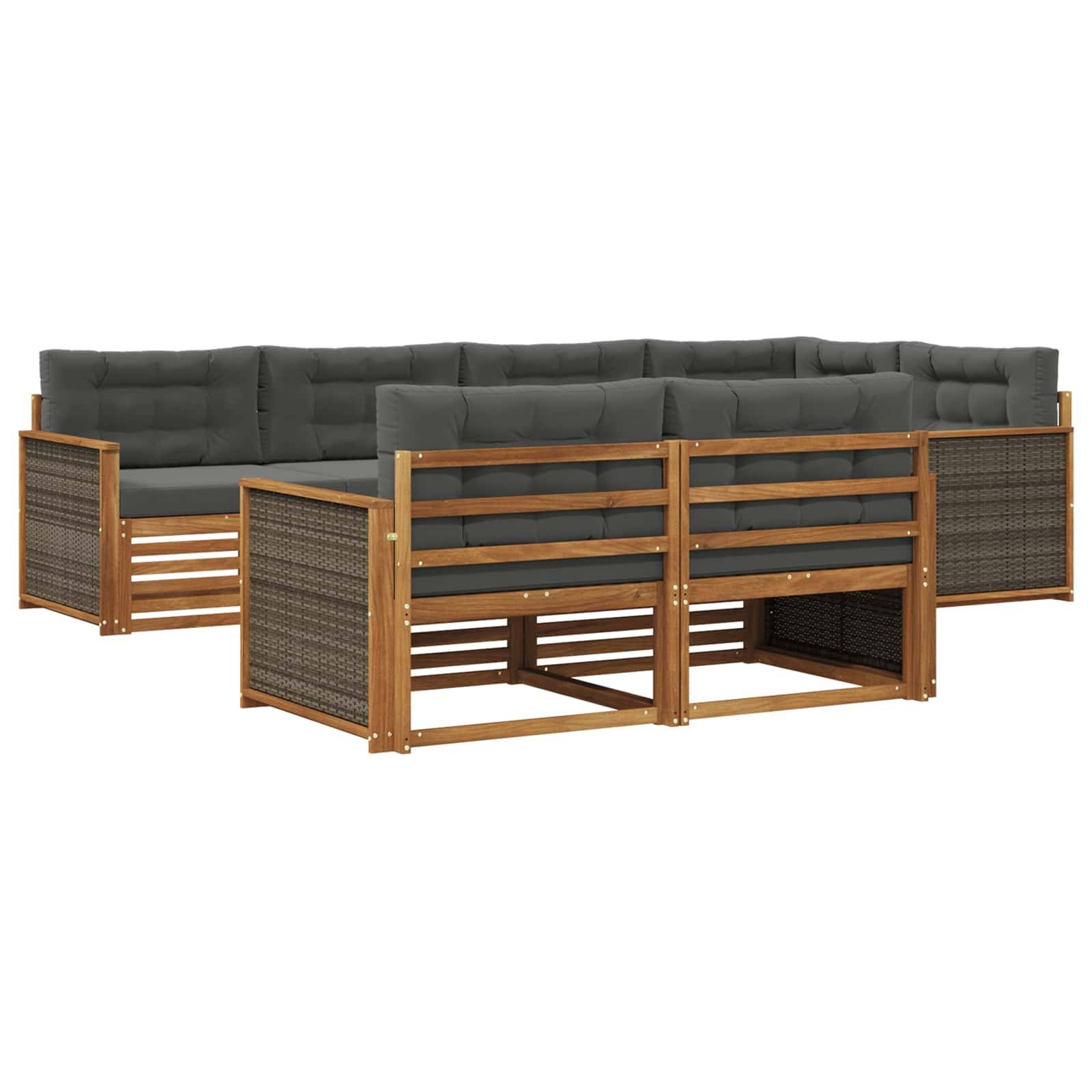 vidaXL Outdoor-Sofagarnitur mit Kissen 7 pcs Natur und Anthrazit