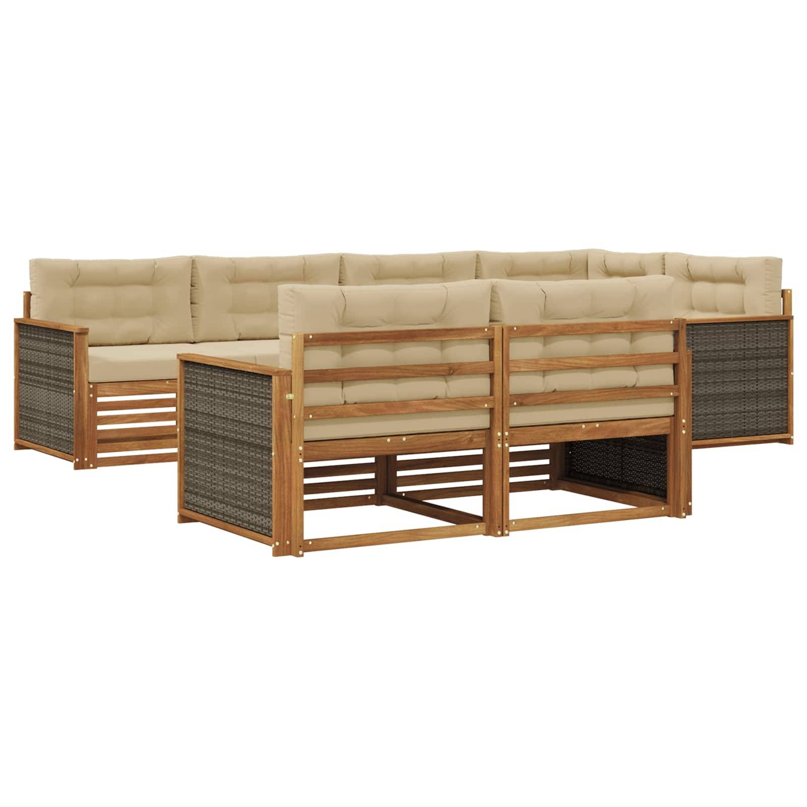 vidaXL Outdoor-Sofagarnitur mit Kissen 7 pcs Natur und Beige