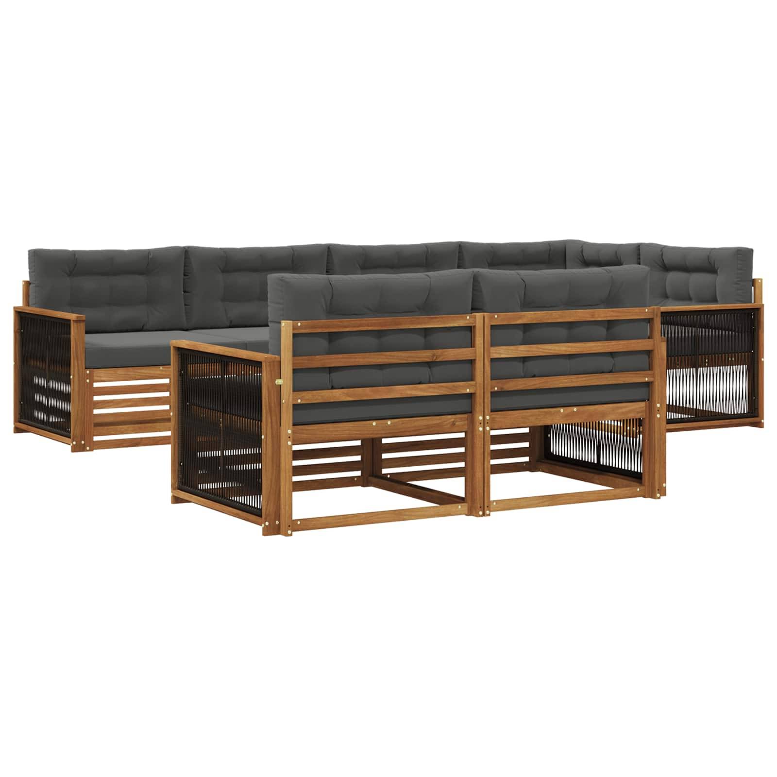 vidaXL Outdoor-Sofagarnitur mit Kissen 7 pcs Natur und Anthrazit