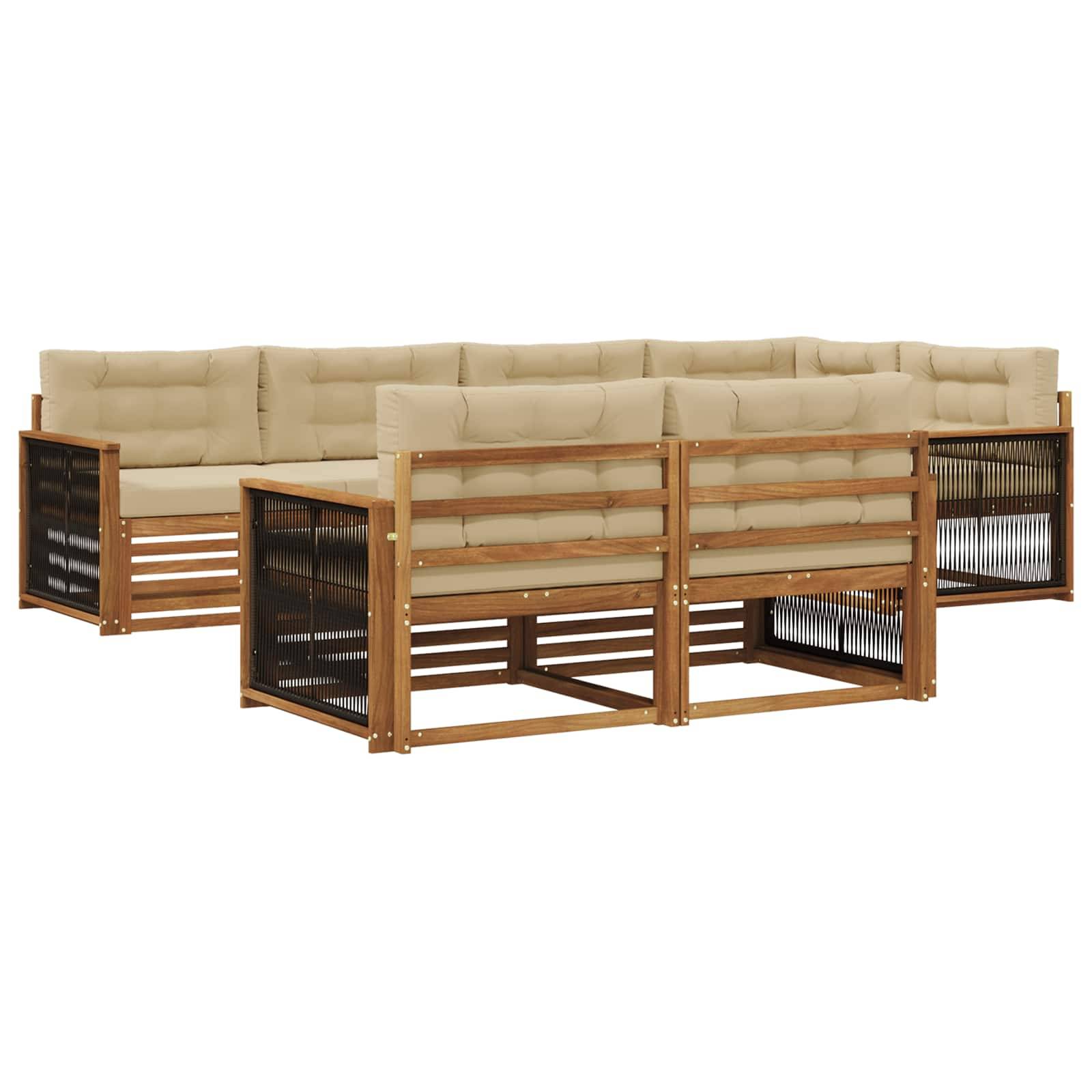 vidaXL Outdoor-Sofagarnitur mit Kissen 7 pcs Natur und Beige