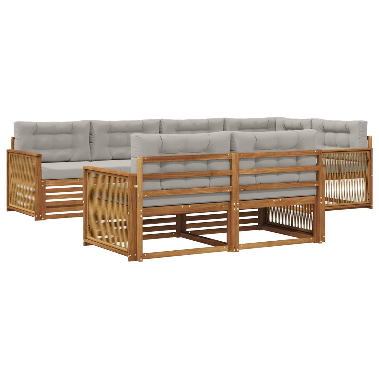 vidaXL Outdoor-Sofagarnitur mit Kissen 7 pcs Natürlich und Hellgrau