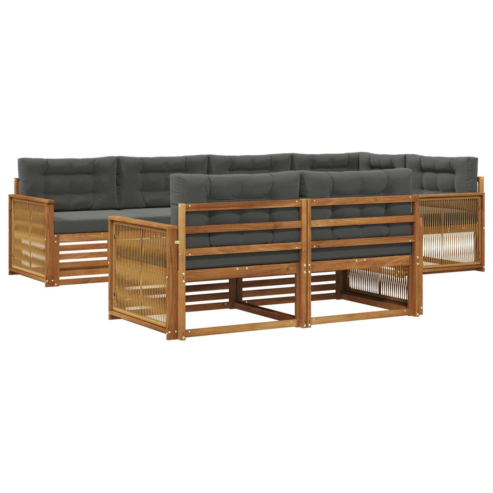 vidaXL Outdoor-Sofagarnitur mit Kissen 7 pcs Natur und Anthrazit