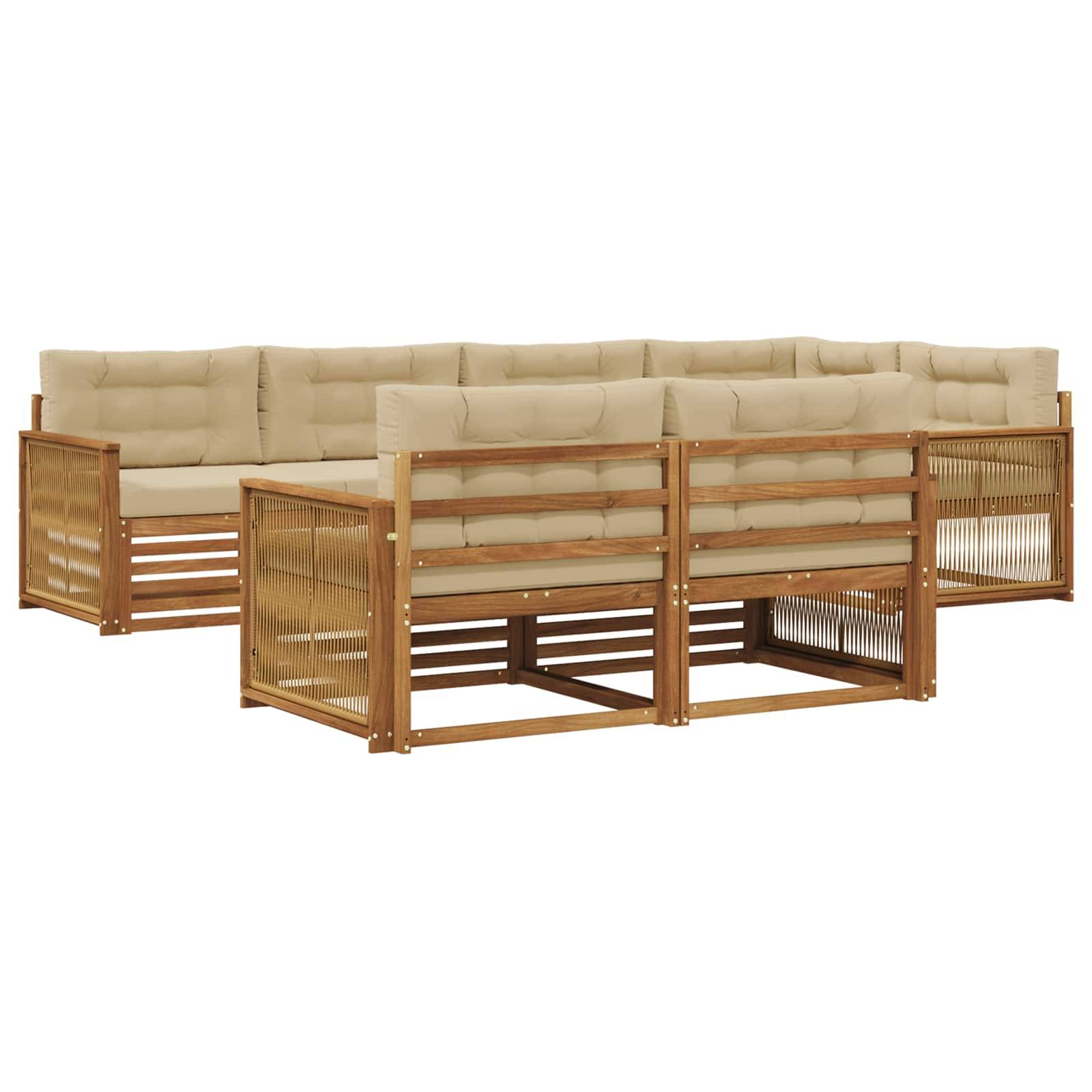 vidaXL Outdoor-Sofagarnitur mit Kissen 7 pcs Natur und Beige