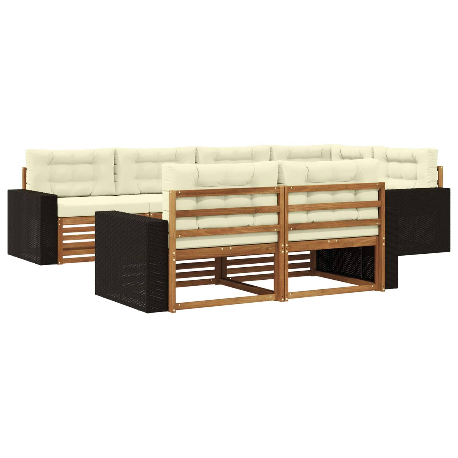 vidaXL Outdoor-Sofagarnitur mit Kissen 7 pcs Natur und Creme