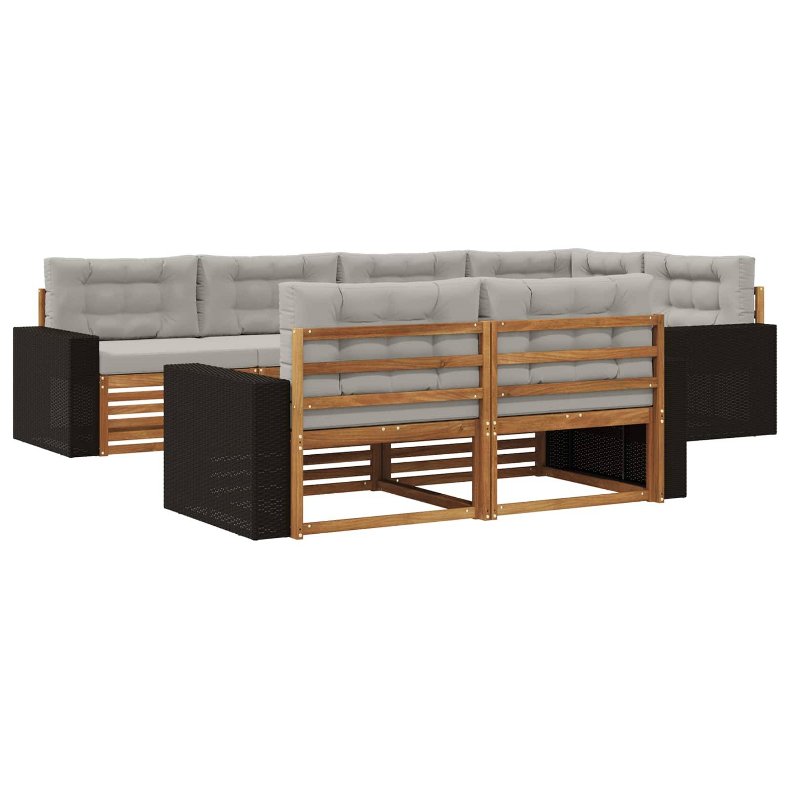 vidaXL Outdoor-Sofagarnitur mit Kissen 7 pcs Natürlich und Hellgrau