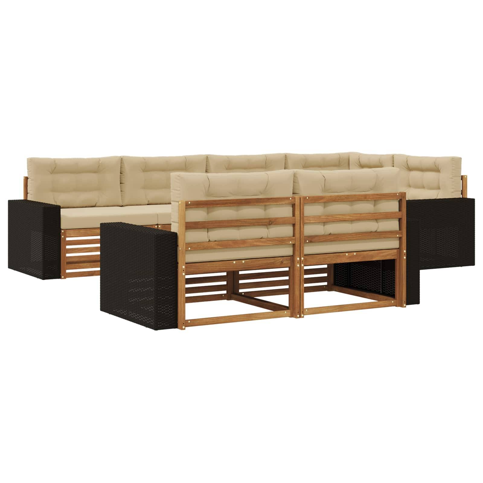 vidaXL Outdoor-Sofagarnitur mit Kissen 7 pcs Natur und Beige