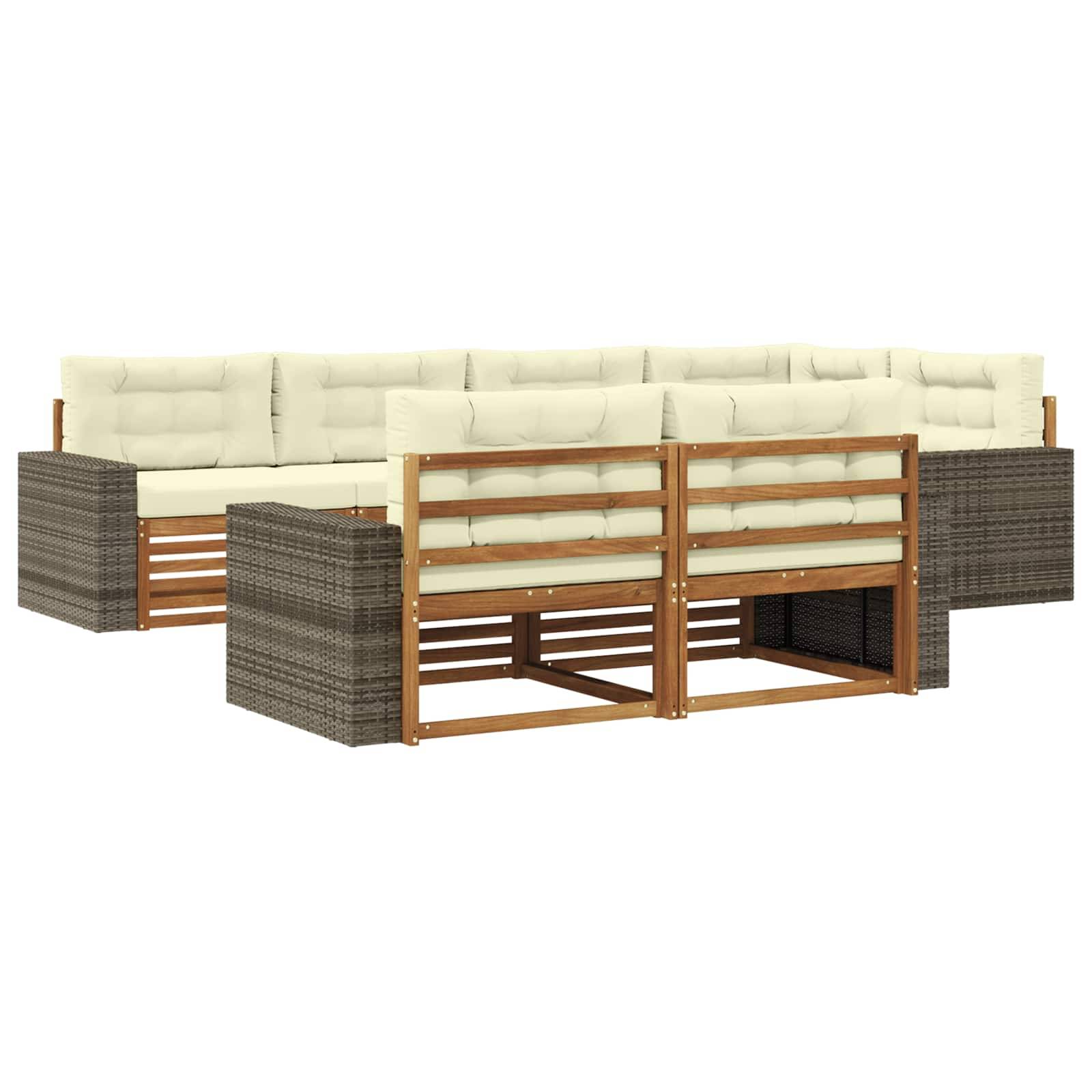 vidaXL Outdoor-Sofagarnitur mit Kissen 7 pcs Natur und Creme