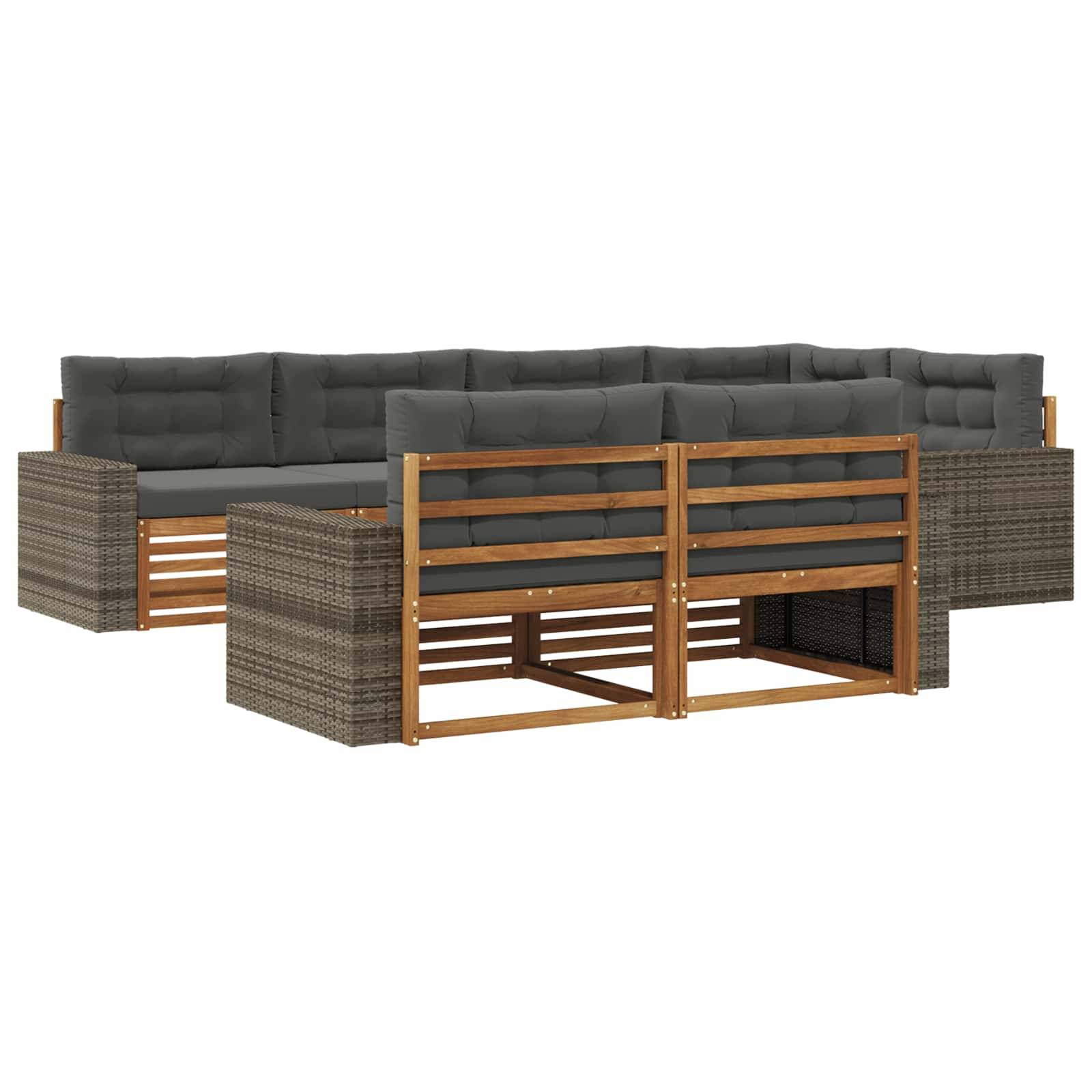 vidaXL Outdoor-Sofagarnitur mit Kissen 7 pcs Natur und Anthrazit