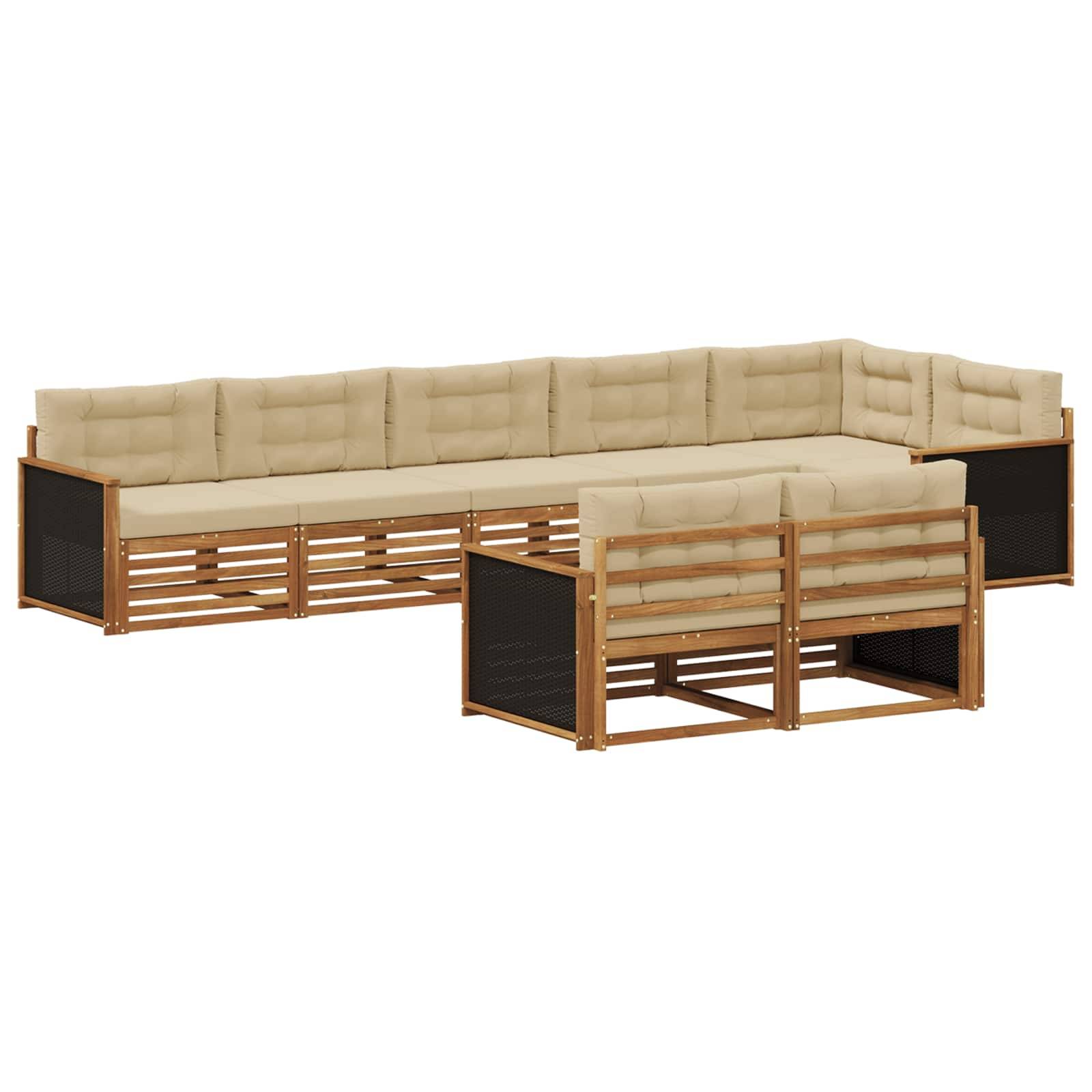 vidaXL Outdoor-Sofagarnitur mit Kissen 8 pcs Natur und Beige