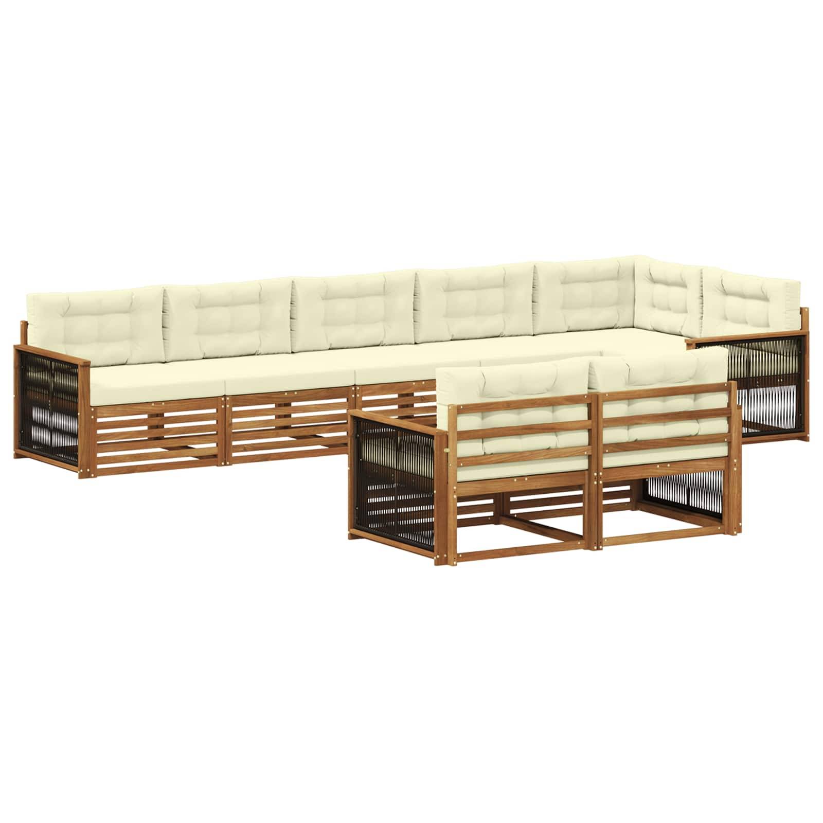 vidaXL Outdoor-Sofagarnitur mit Kissen 8 pcs Natur und Creme