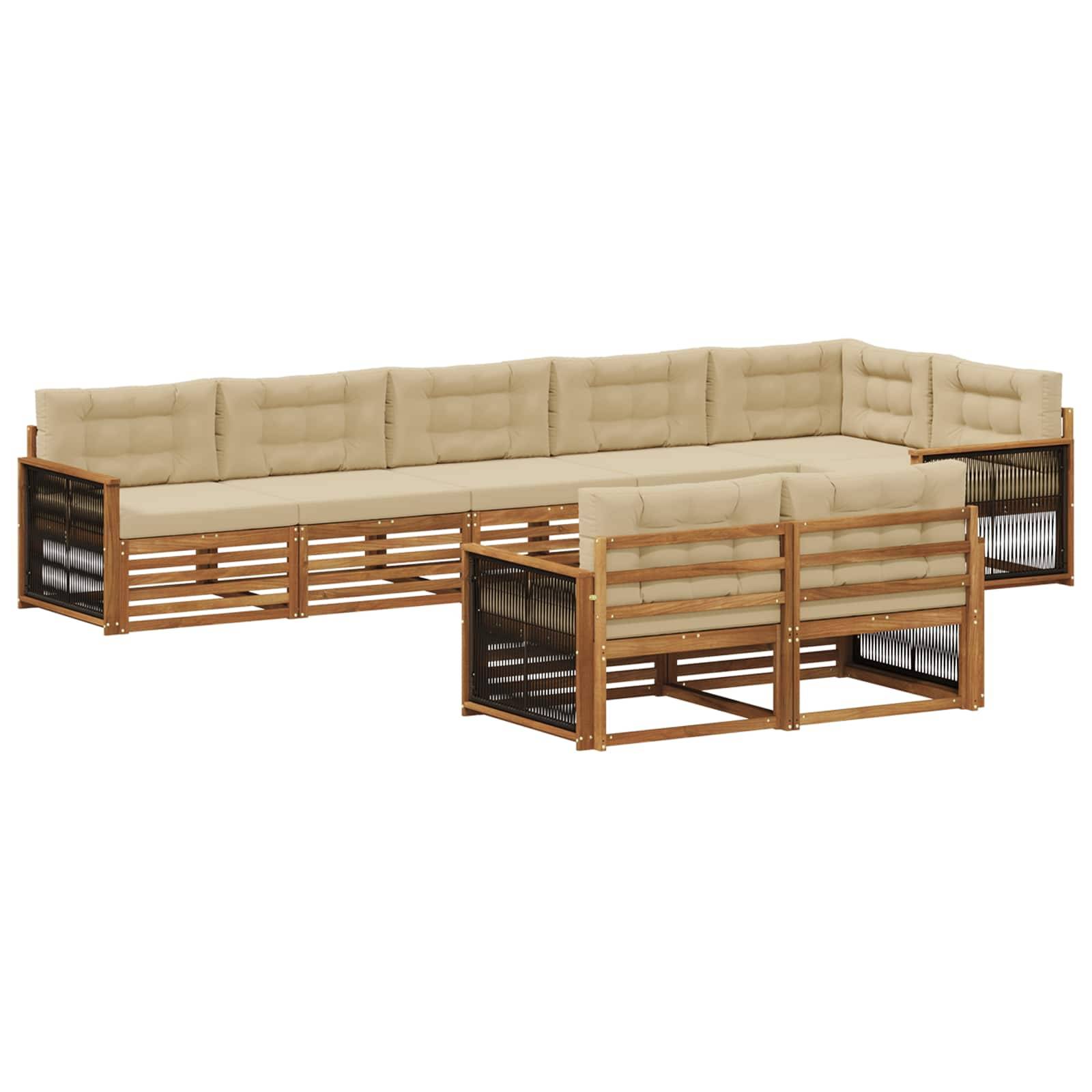 vidaXL Outdoor-Sofagarnitur mit Kissen 8 pcs Natur und Beige