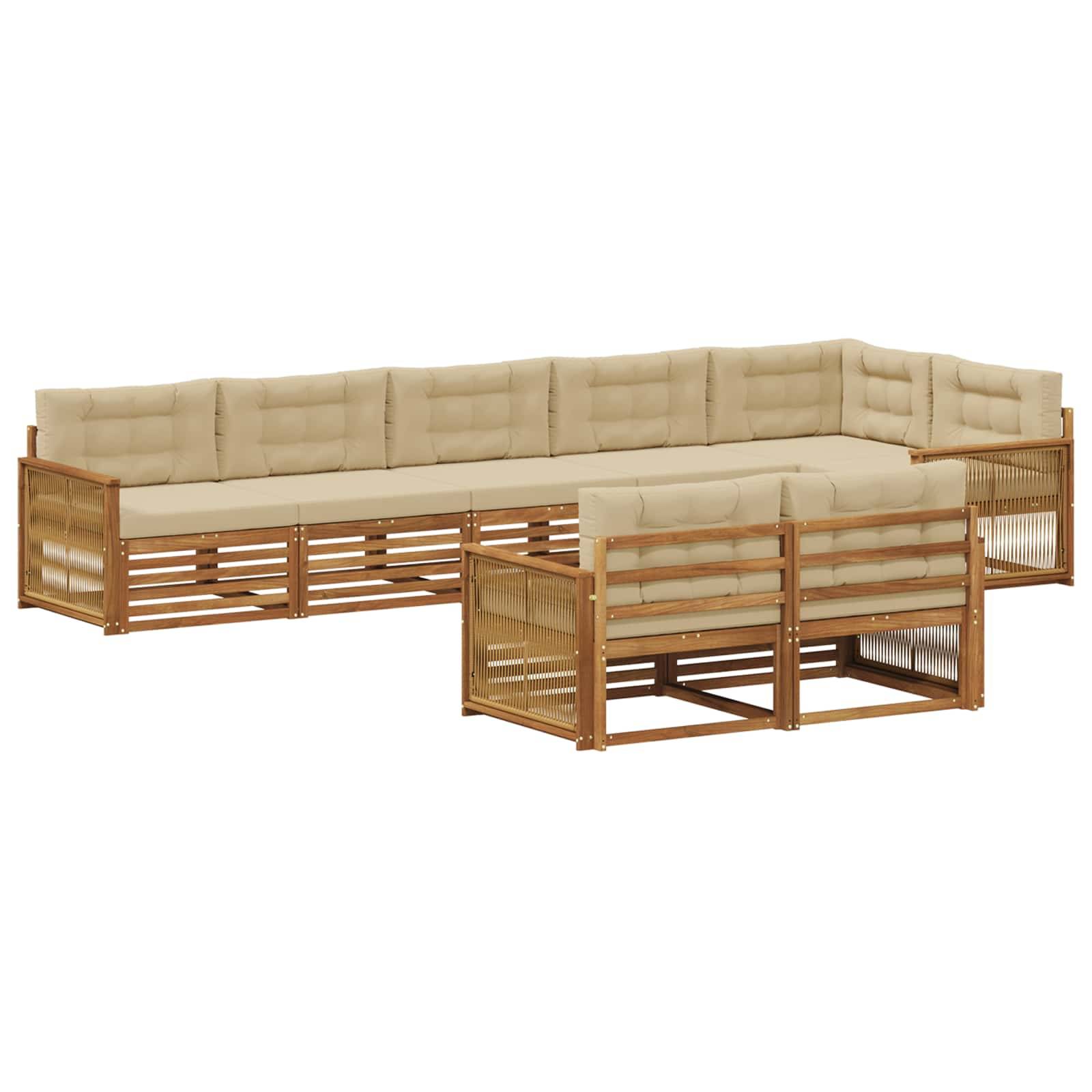 vidaXL Outdoor-Sofagarnitur mit Kissen 8 pcs Natur und Beige