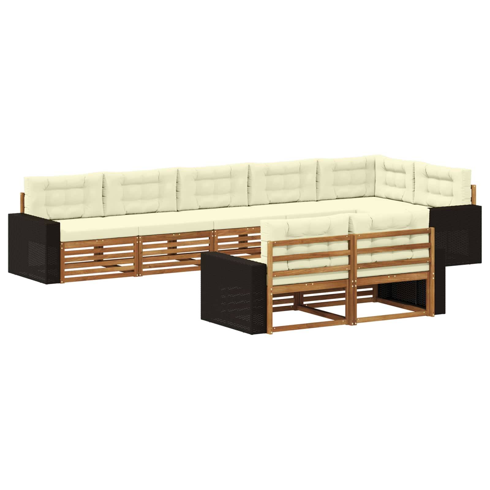 vidaXL Outdoor-Sofagarnitur mit Kissen 8 pcs Natur und Creme