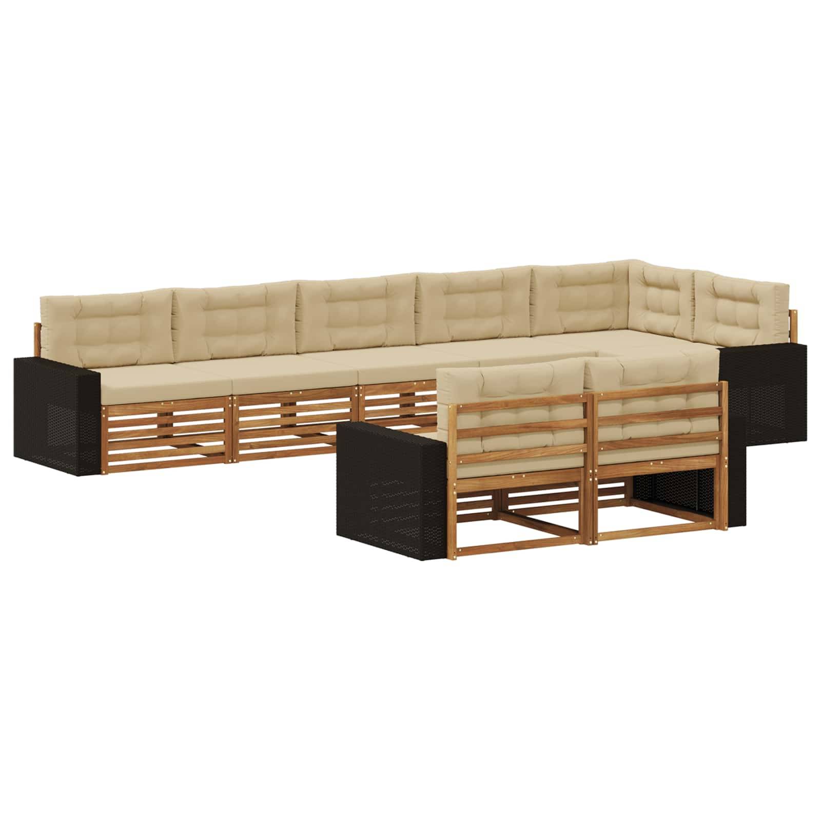 vidaXL Outdoor-Sofagarnitur mit Kissen 8 pcs Natur und Beige