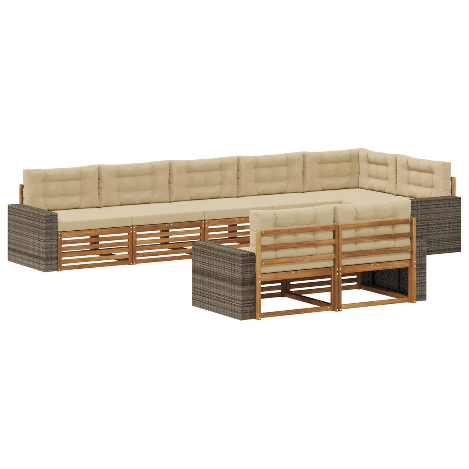 vidaXL Outdoor-Sofagarnitur mit Kissen 8 pcs Natur und Beige