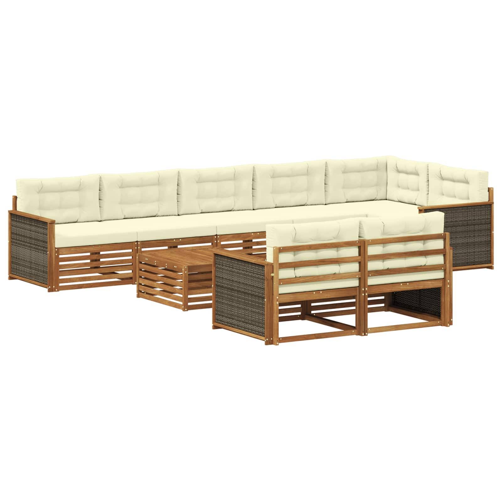vidaXL Outdoor-Sofagarnitur mit Kissen 9 pcs