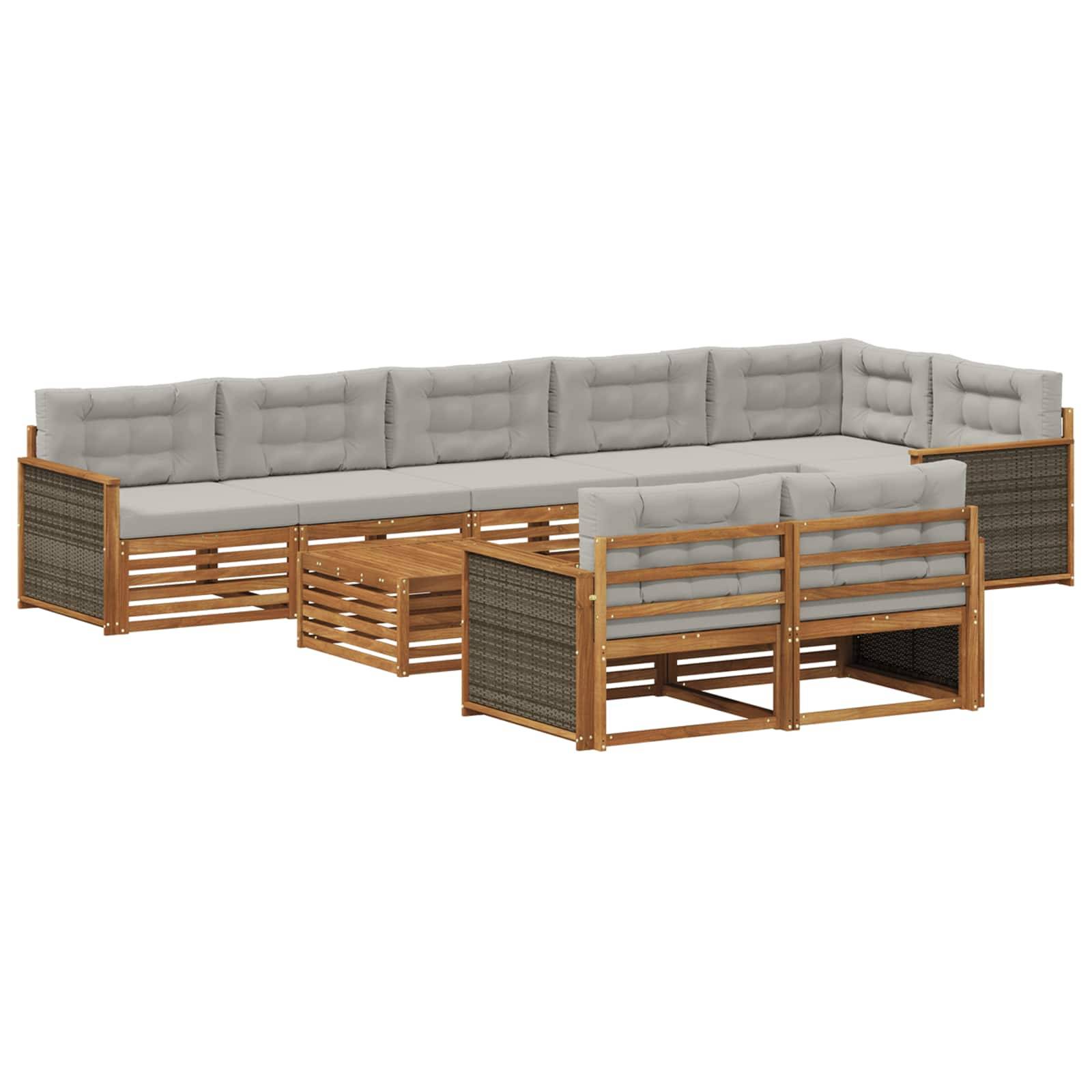 vidaXL Outdoor-Sofagarnitur mit Kissen 9 pcs