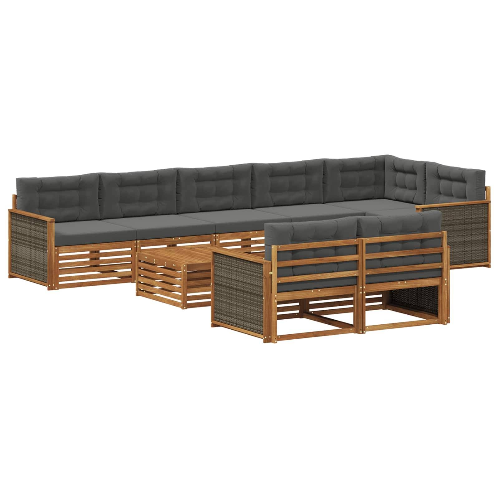 vidaXL Outdoor-Sofagarnitur mit Kissen 9 pcs