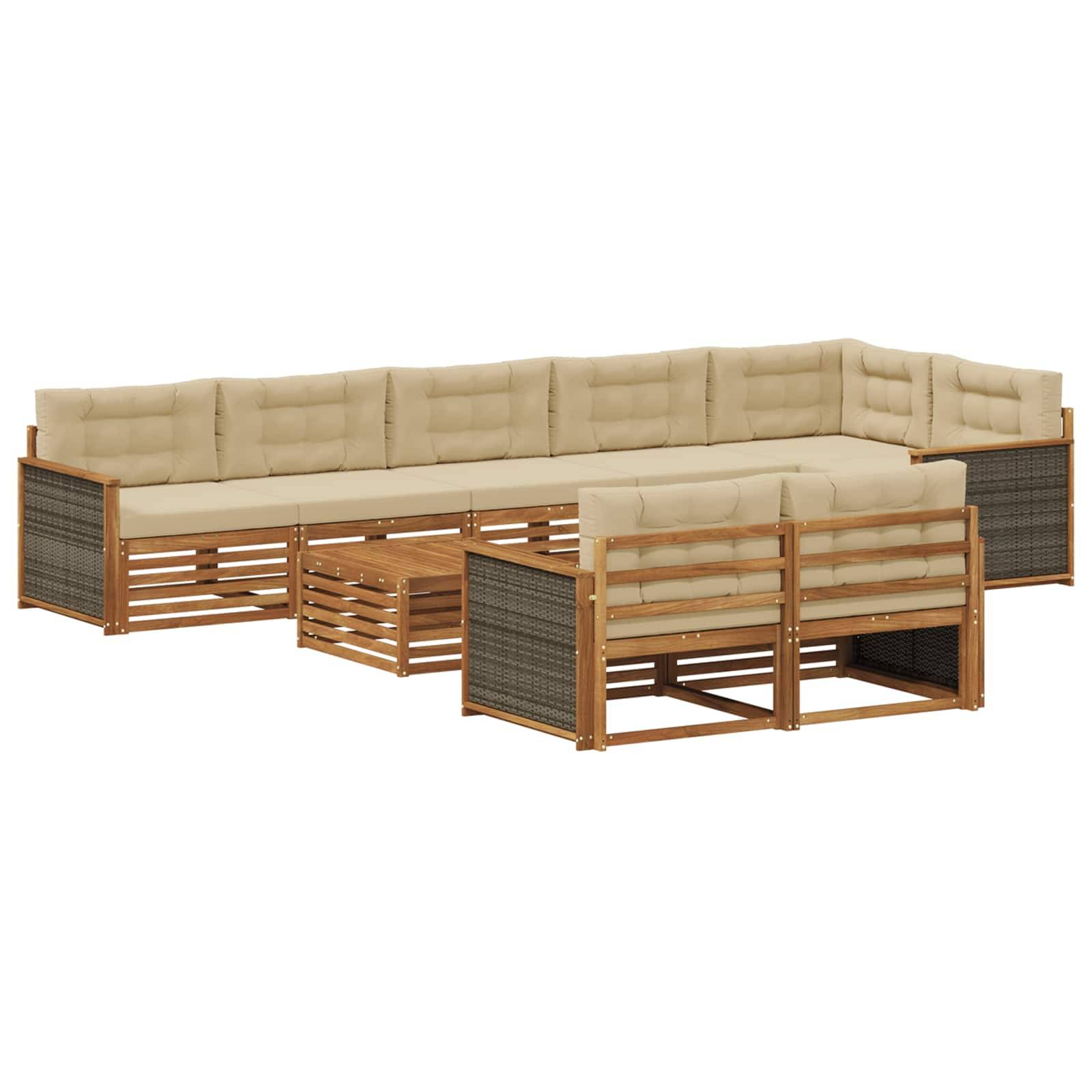 vidaXL Outdoor-Sofagarnitur mit Kissen 9 pcs