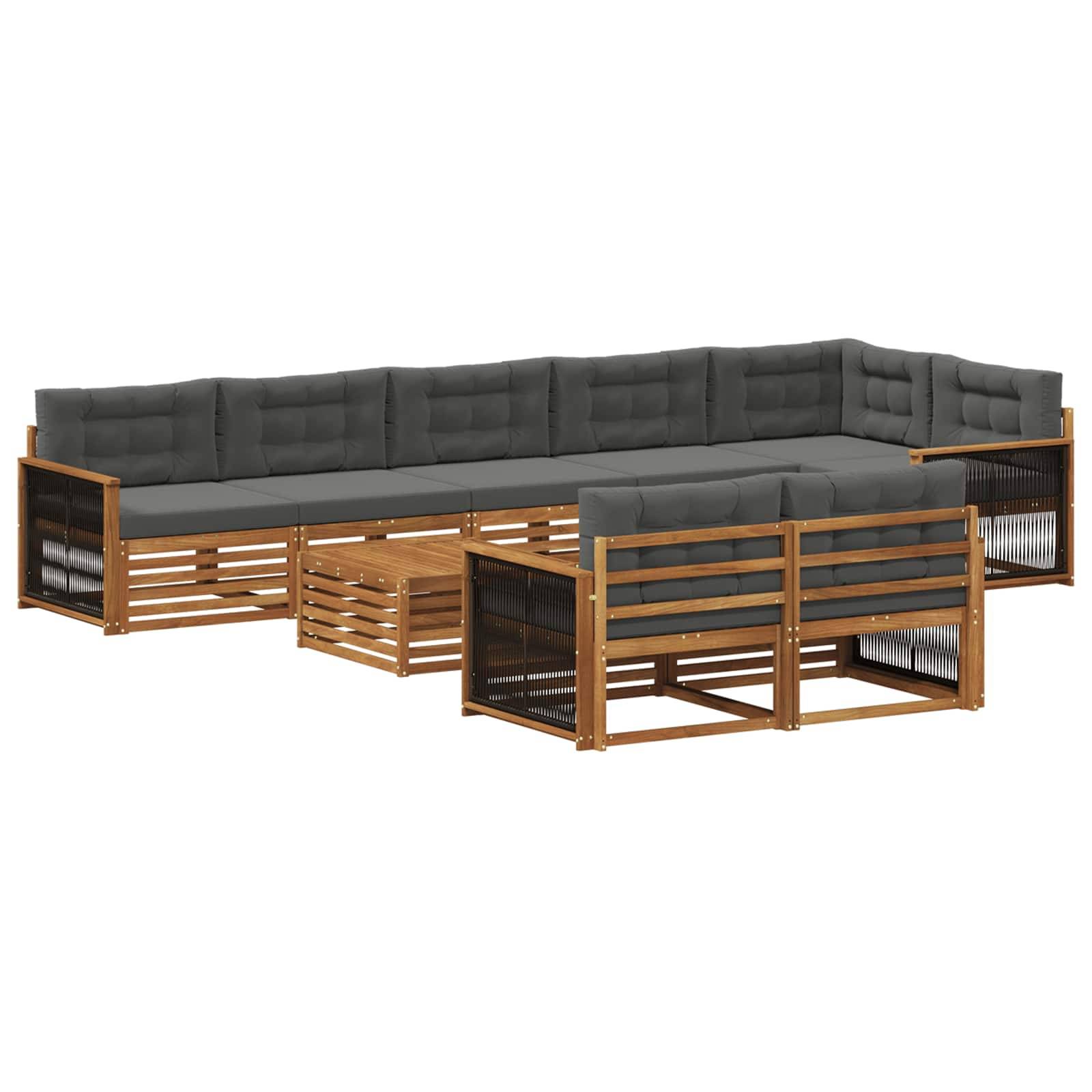 vidaXL Outdoor-Sofagarnitur mit Kissen 9 pcs