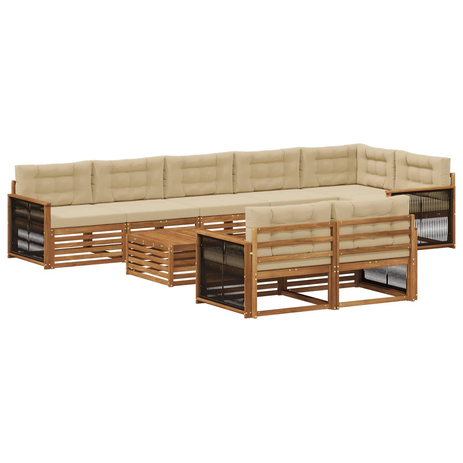 vidaXL Outdoor-Sofagarnitur mit Kissen 9 pcs