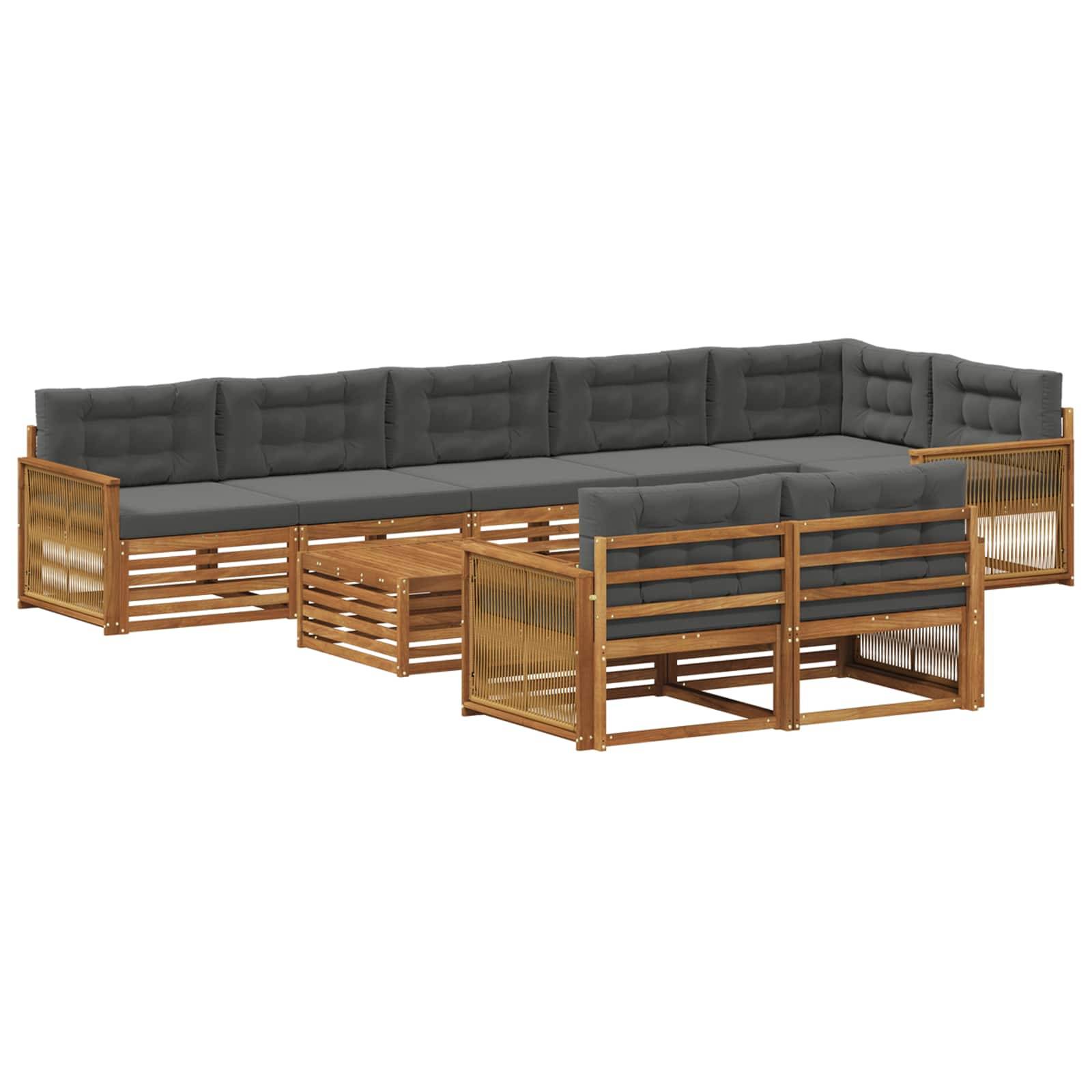 vidaXL Outdoor-Sofagarnitur mit Kissen 9 pcs