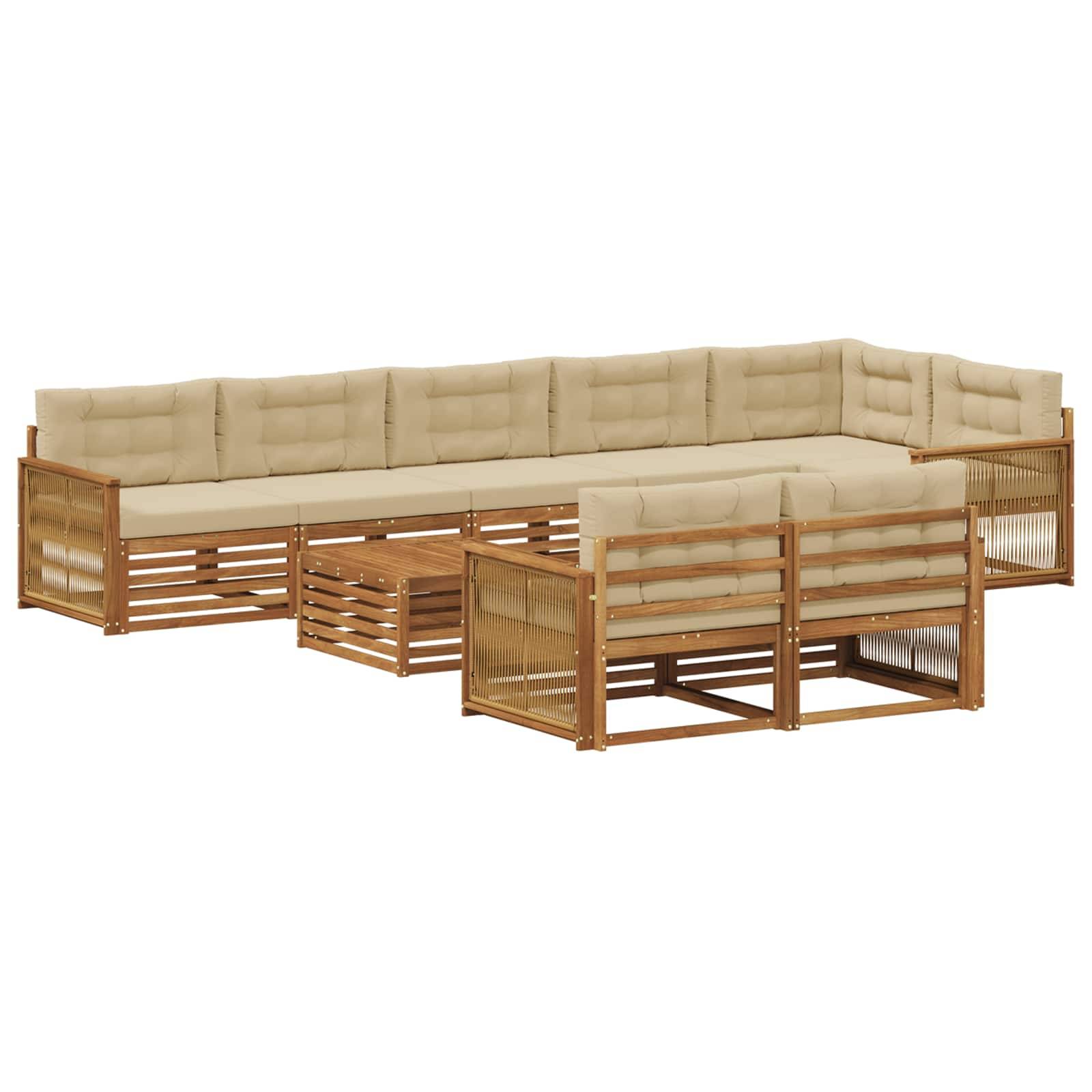 vidaXL Outdoor-Sofagarnitur mit Kissen 9 pcs