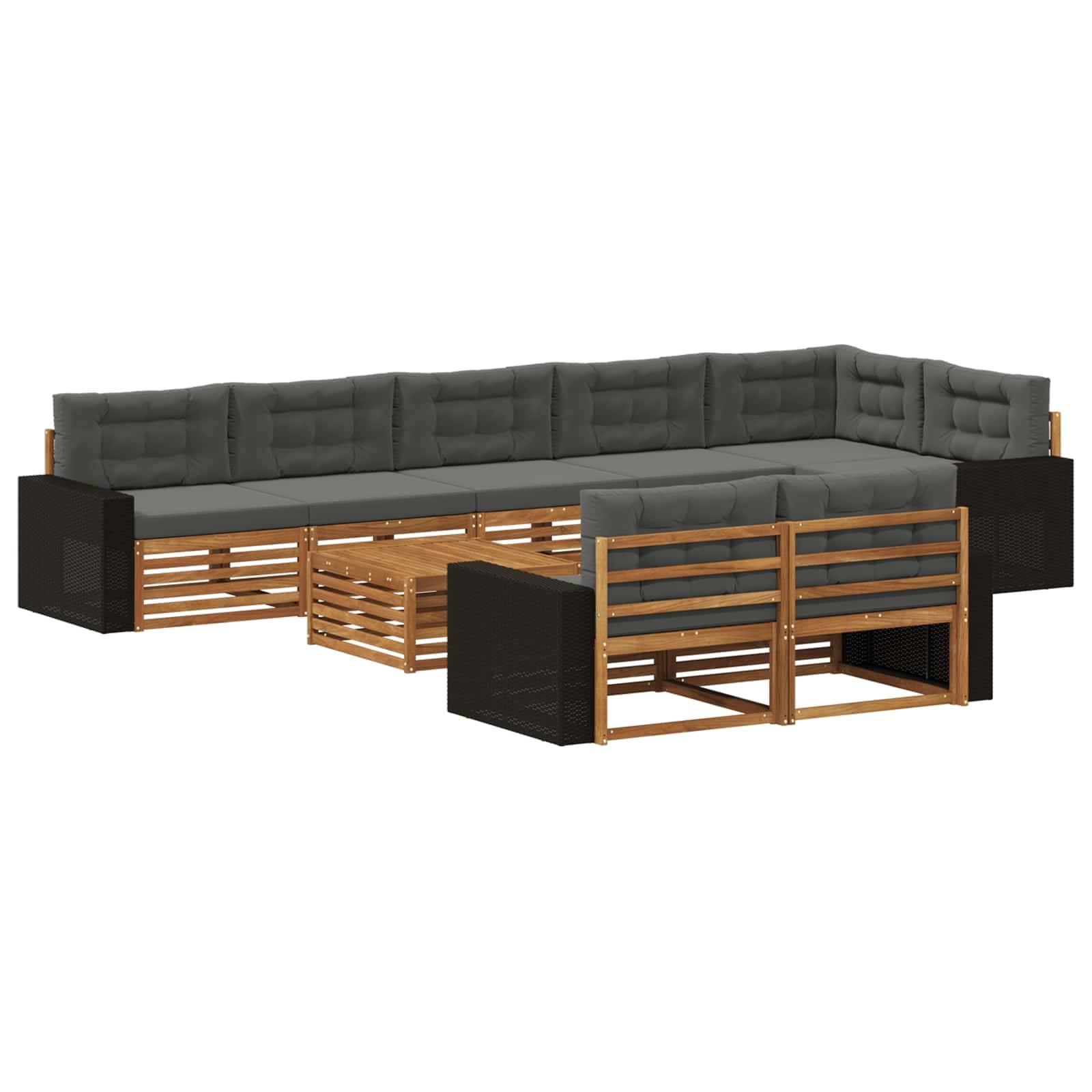 vidaXL Outdoor-Sofagarnitur mit Kissen 9 pcs