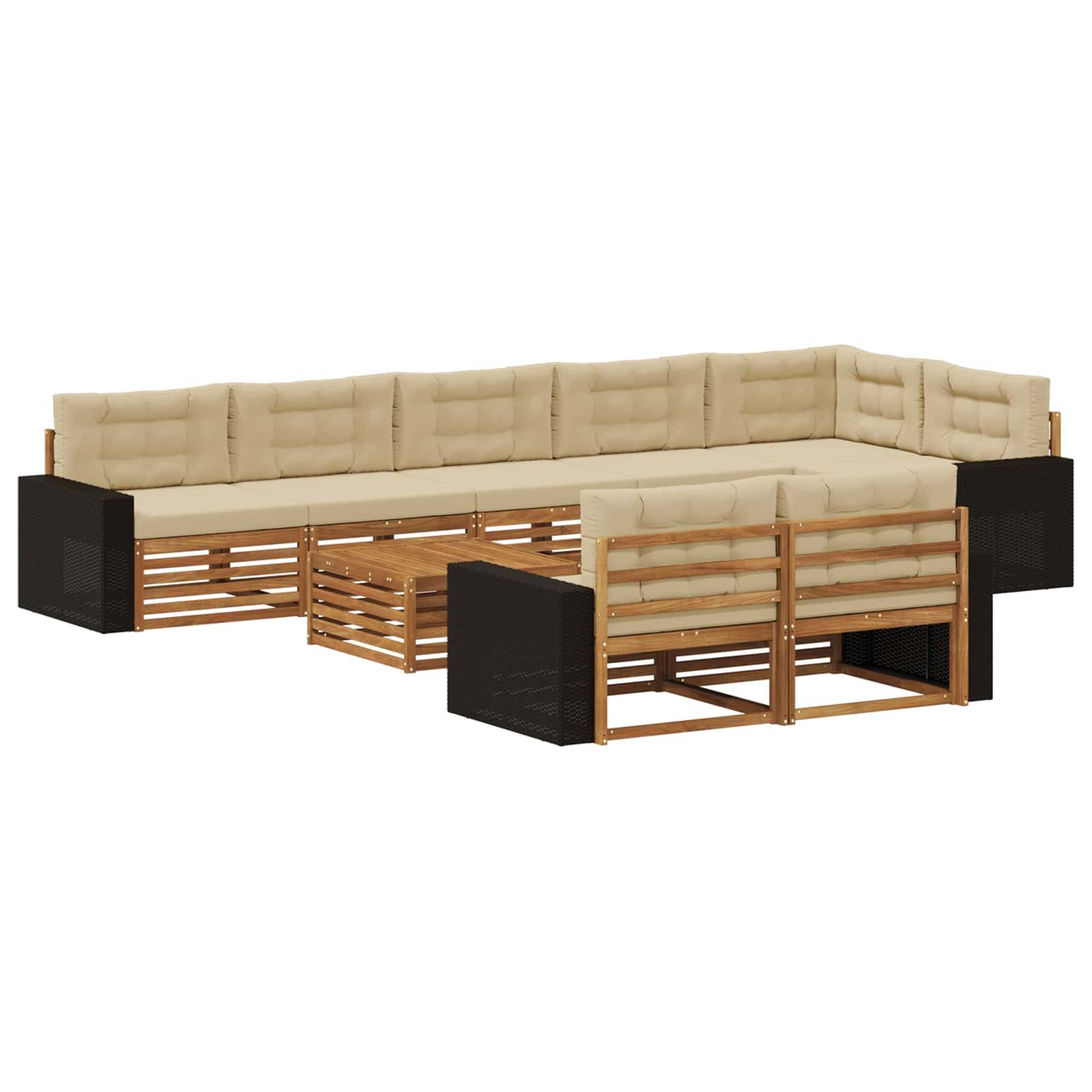 vidaXL Outdoor-Sofagarnitur mit Kissen 9 pcs