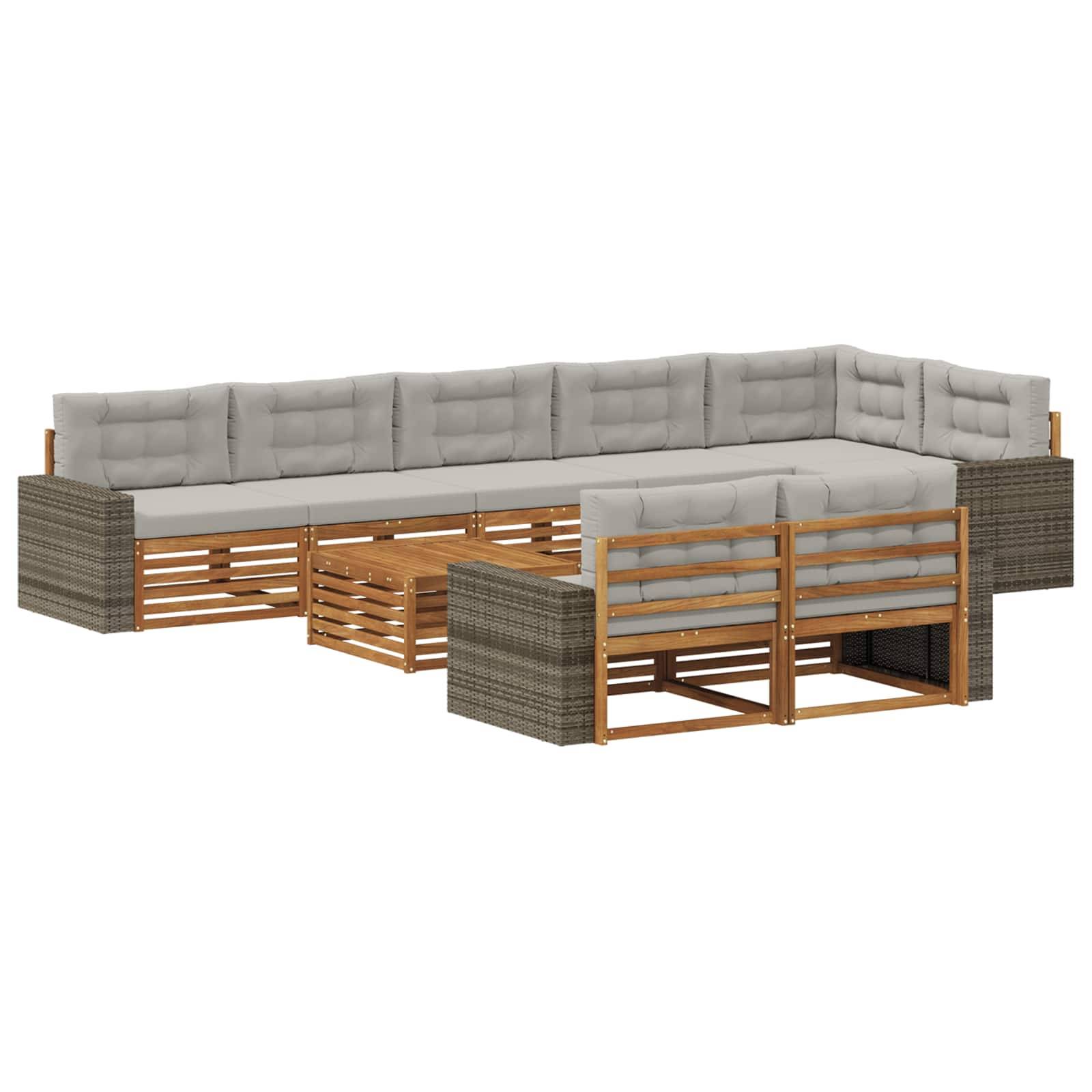 vidaXL Outdoor-Sofagarnitur mit Kissen 9 pcs