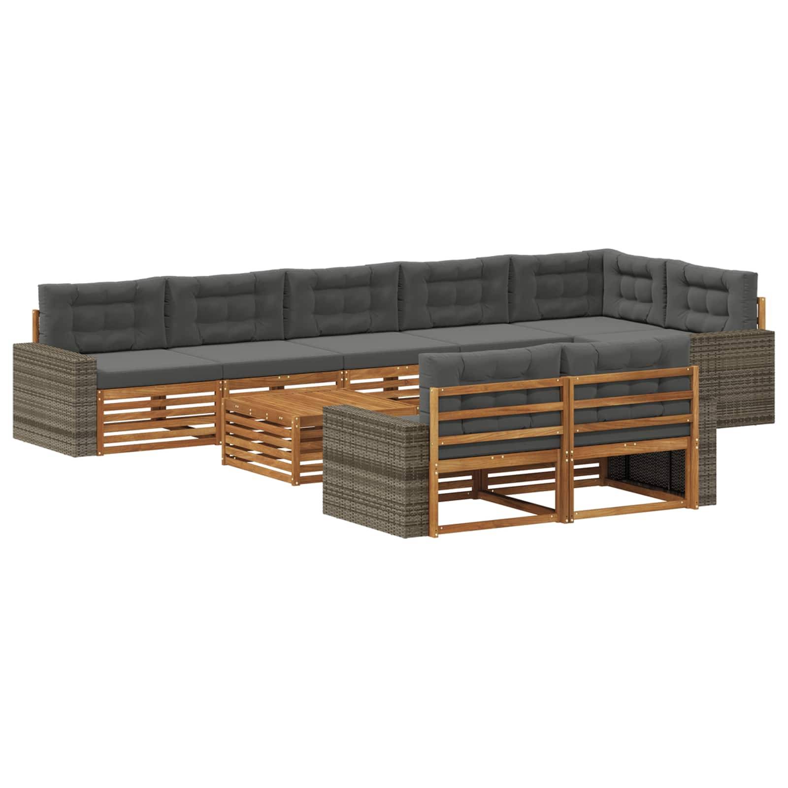 vidaXL Outdoor-Sofagarnitur mit Kissen 9 pcs