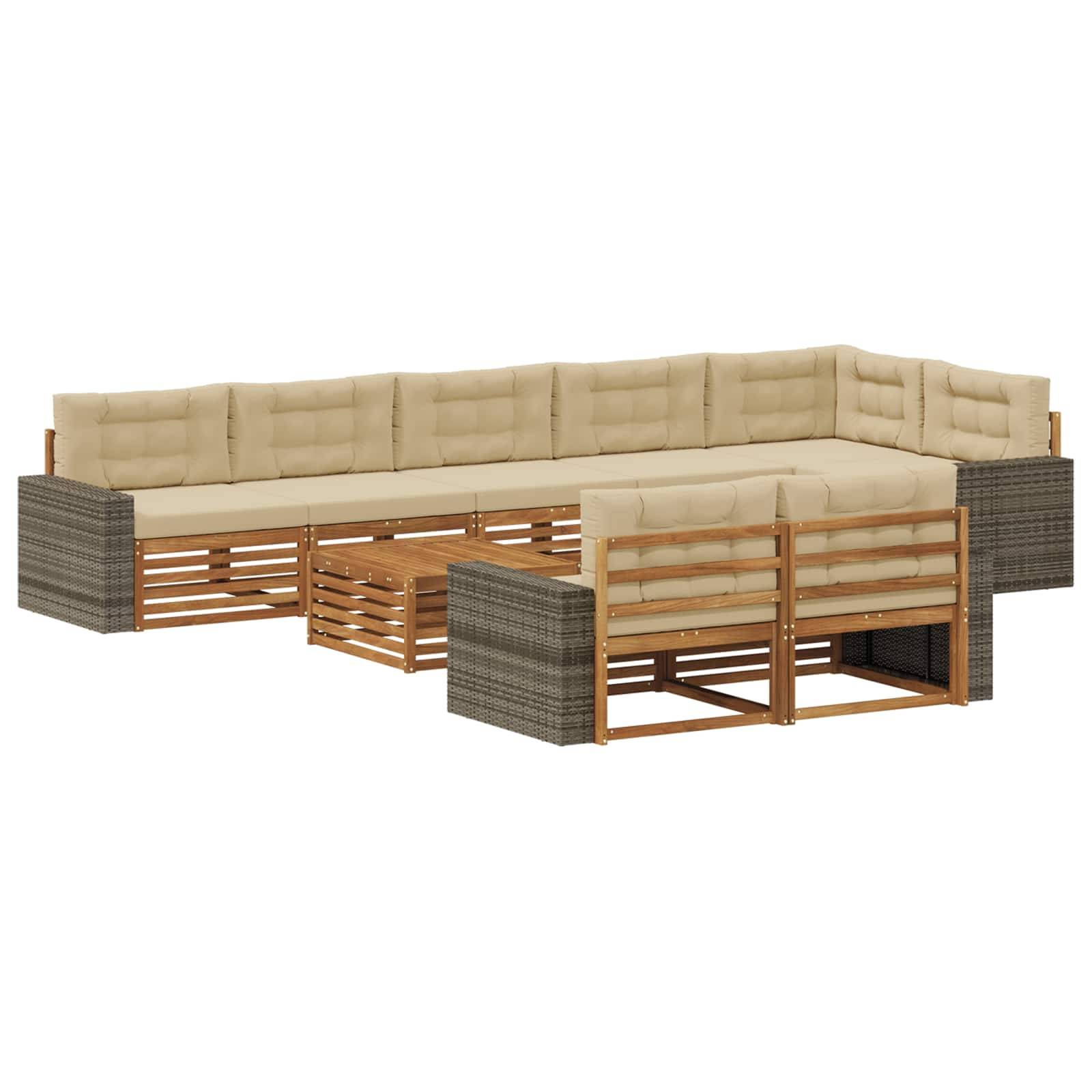 vidaXL Outdoor-Sofagarnitur mit Kissen 9 pcs