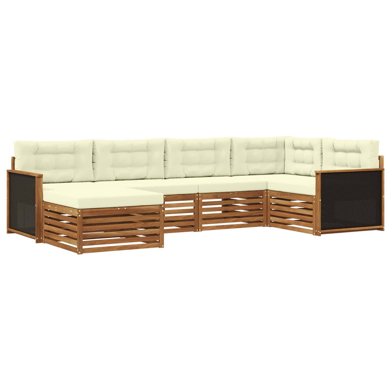 vidaXL Outdoor-Sofagarnitur mit Kissen 6 pcs Natur und Creme