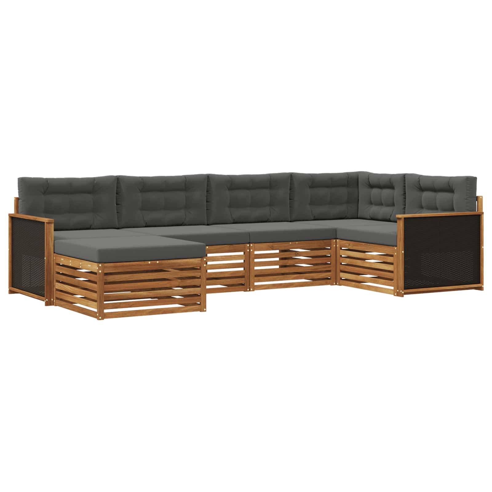 vidaXL Outdoor-Sofagarnitur mit Kissen 6 pcs Natur und Anthrazit