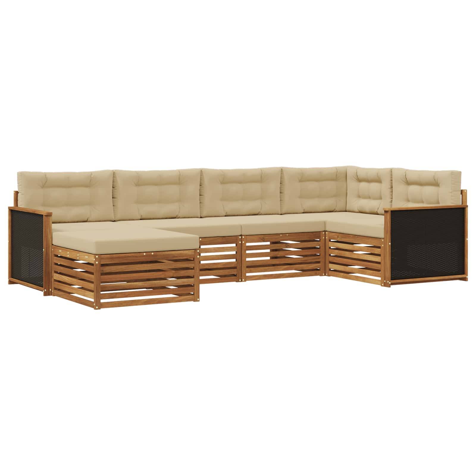 vidaXL Outdoor-Sofagarnitur mit Kissen 6 pcs Natur und Beige