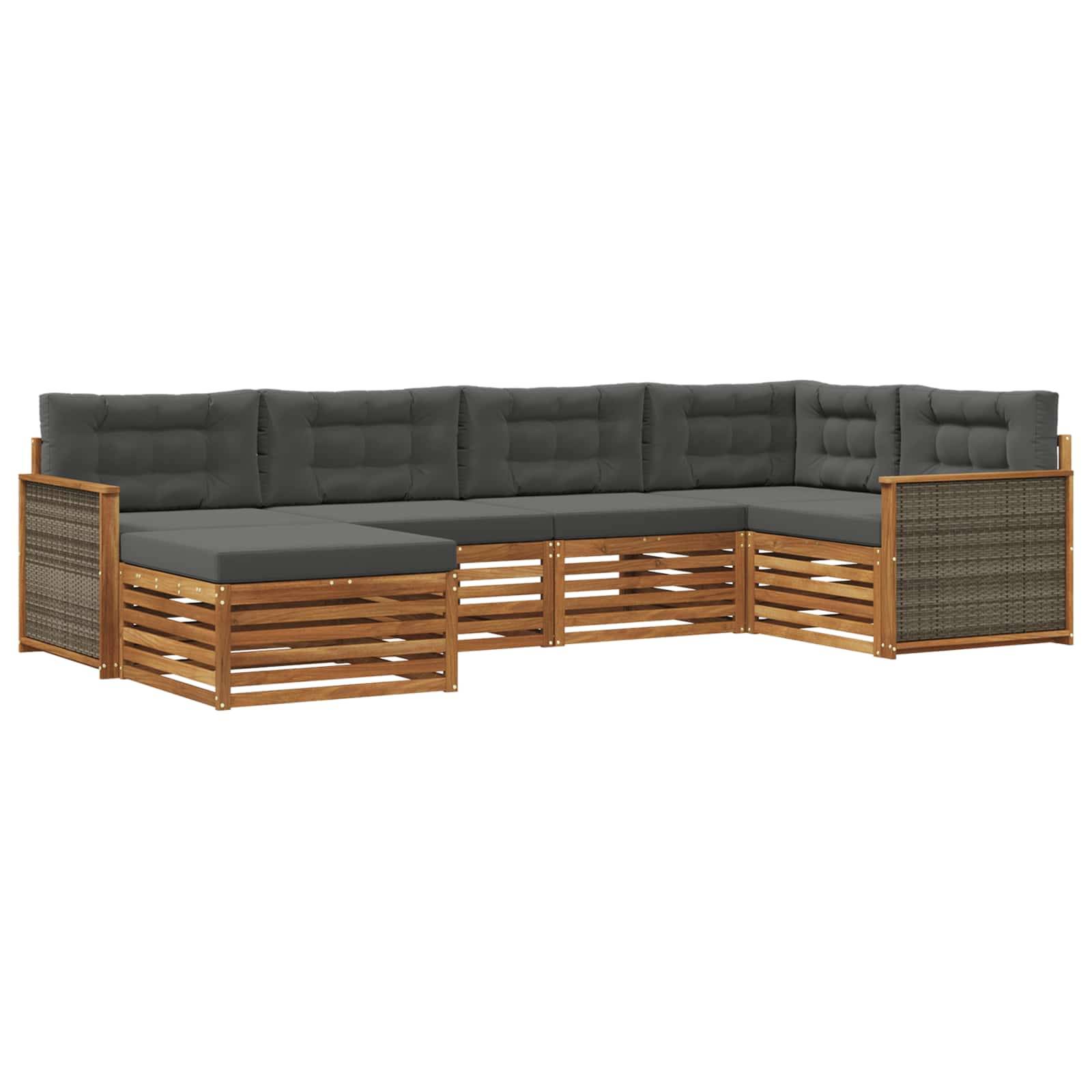 vidaXL Outdoor-Sofagarnitur mit Kissen 6 pcs Natur und Anthrazit