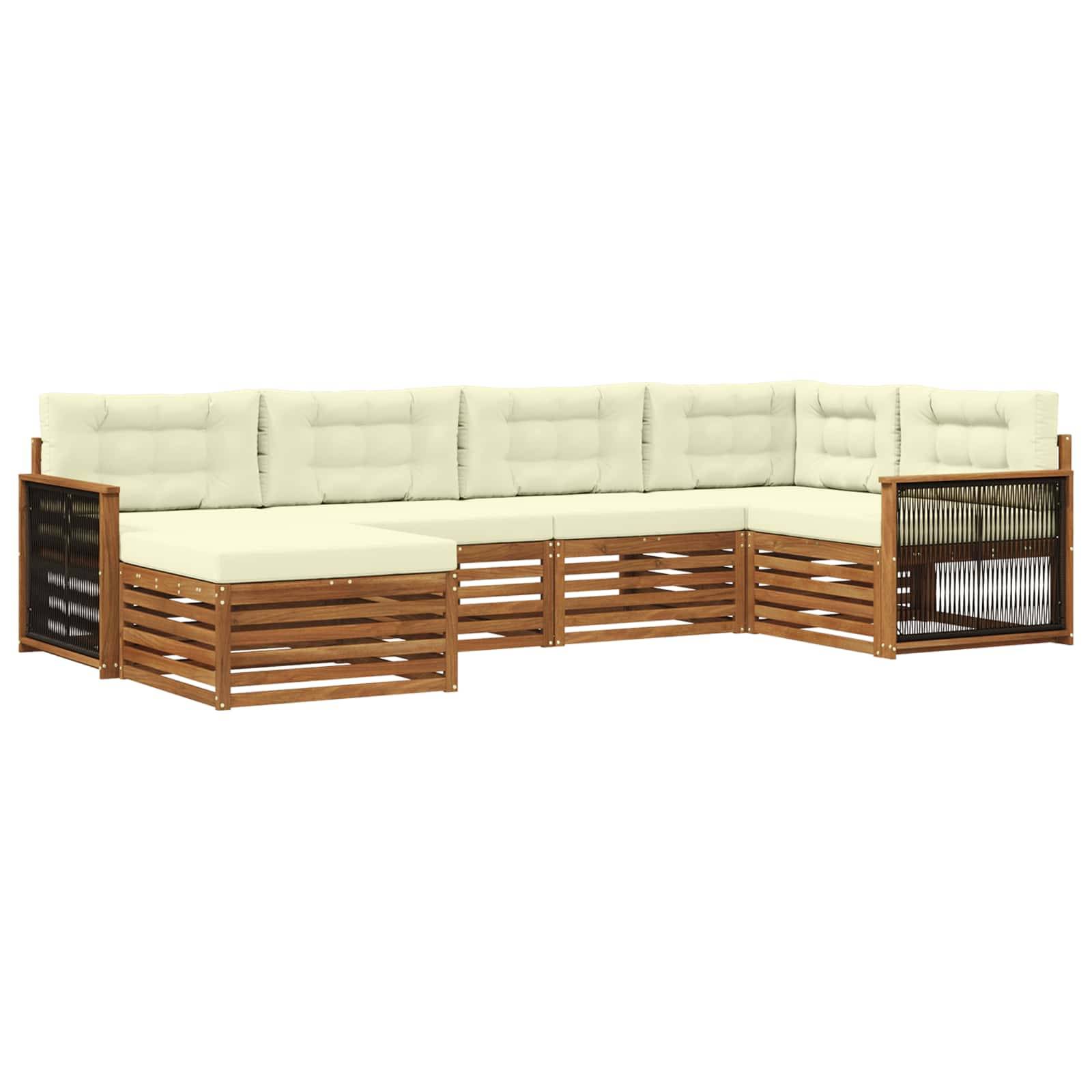 vidaXL Outdoor-Sofagarnitur mit Kissen 6 pcs Natur und Creme